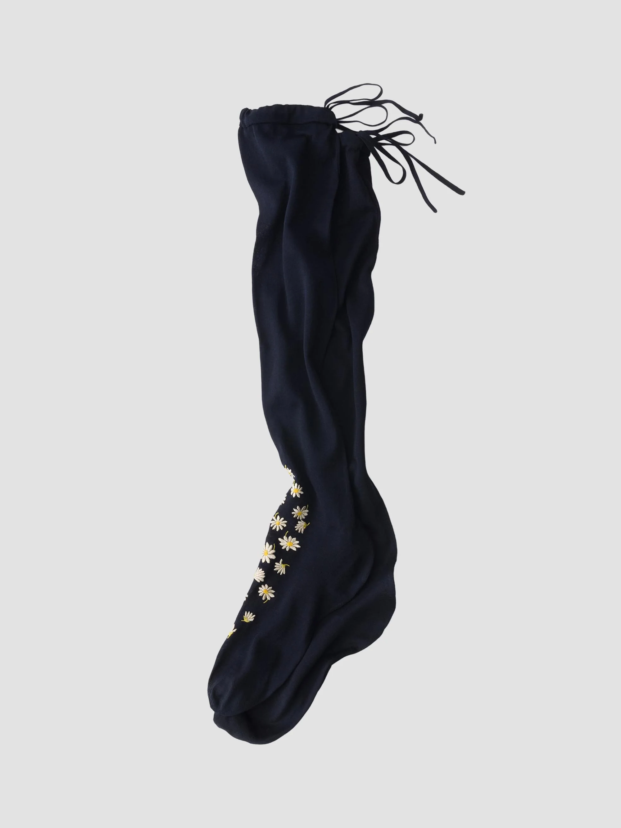 Women's Embroidered Over the Knee Cotton Socks - Blue - 1