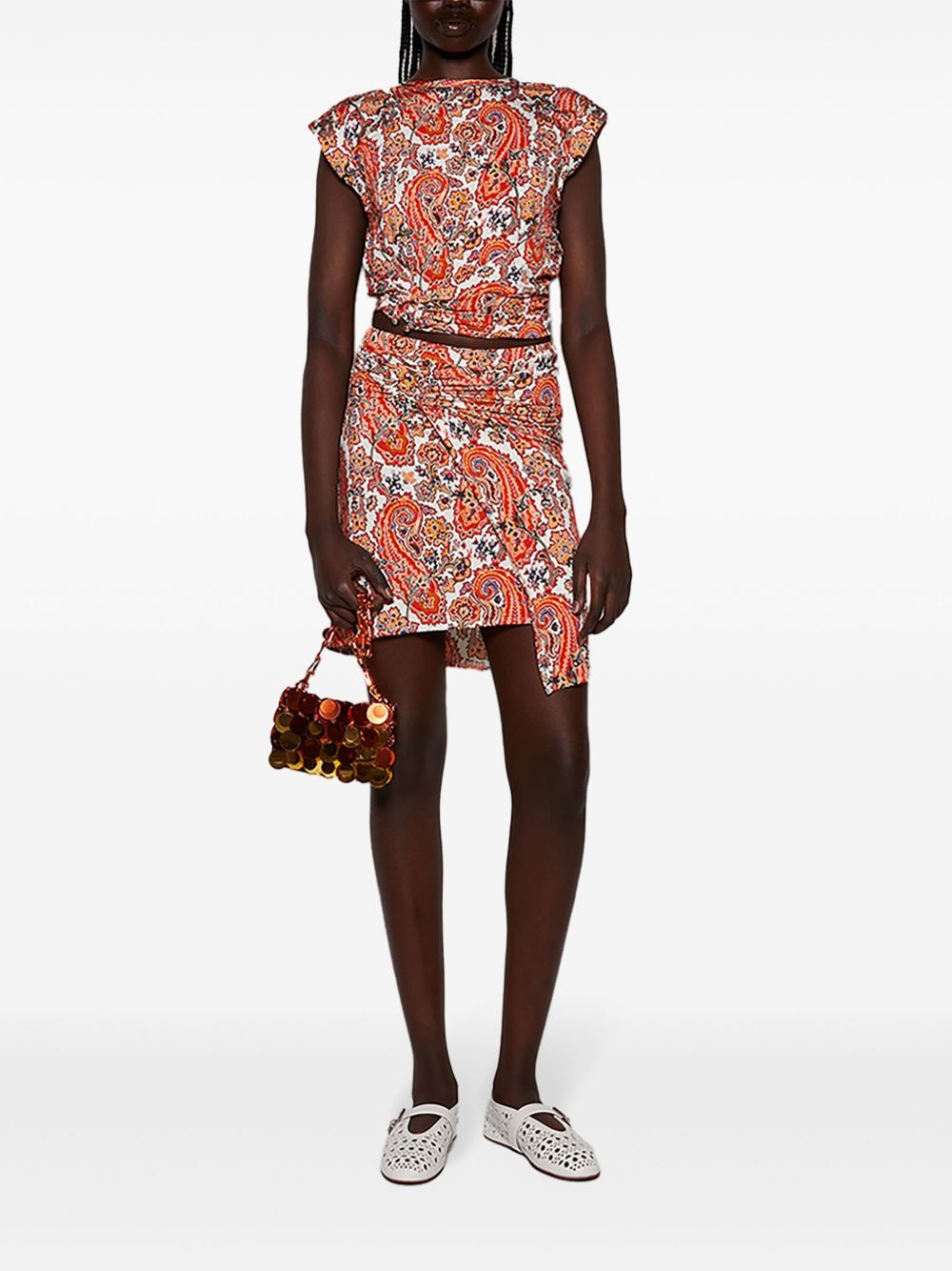 Jupe gathered-detail paisley-print skirt - 2