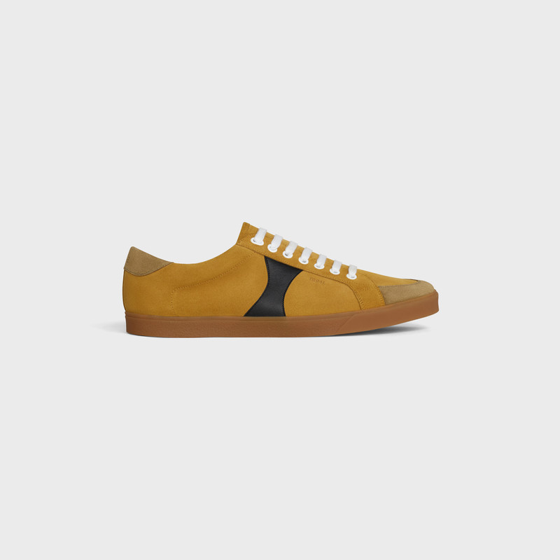 CELINE TRIOMPHE LOW LACE UP SNEAKER PLAIN LOGO IN SUEDE CALFSKIN AND CALFSKIN 1