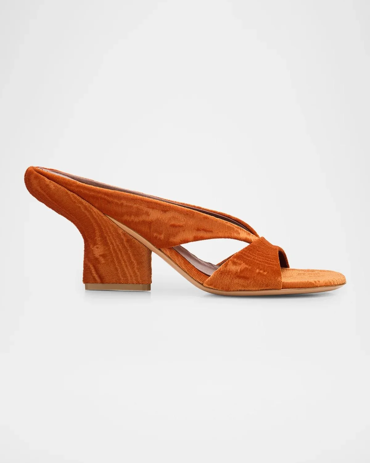 100mm Ribbed Velvet Mule Sandals - 1