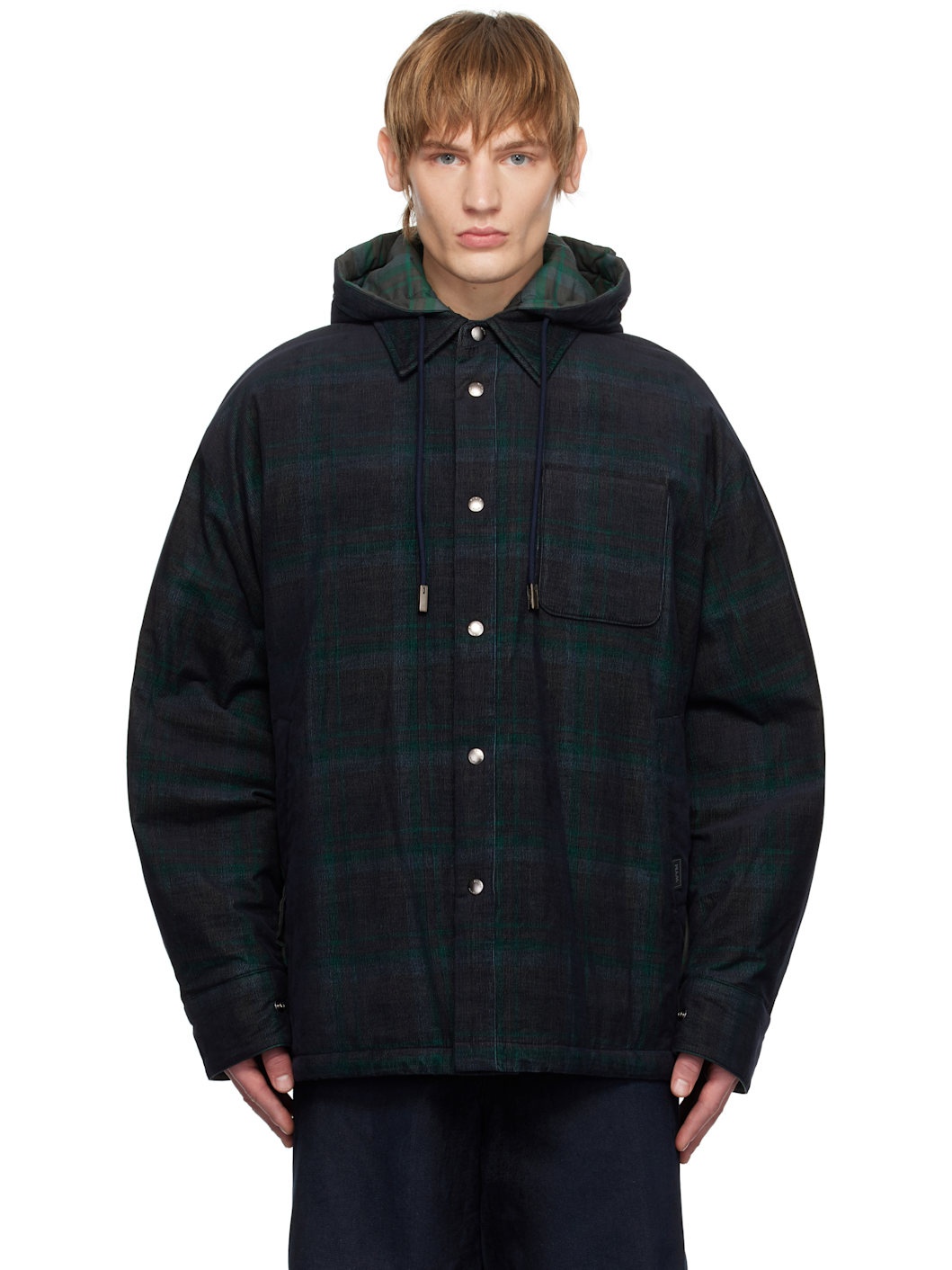 Navy & Green Check Overshirt - 1