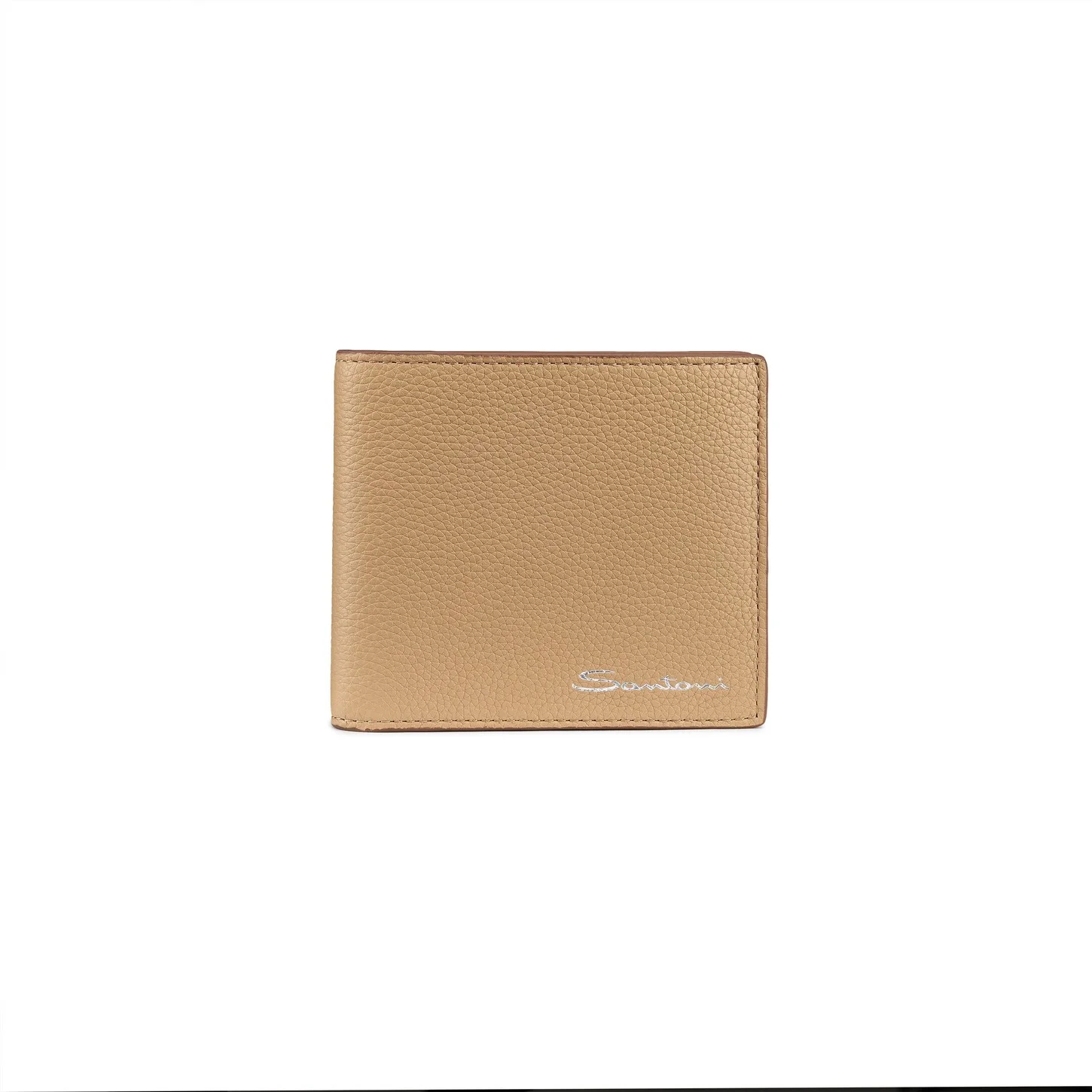 Beige tumbled leather wallet - 1