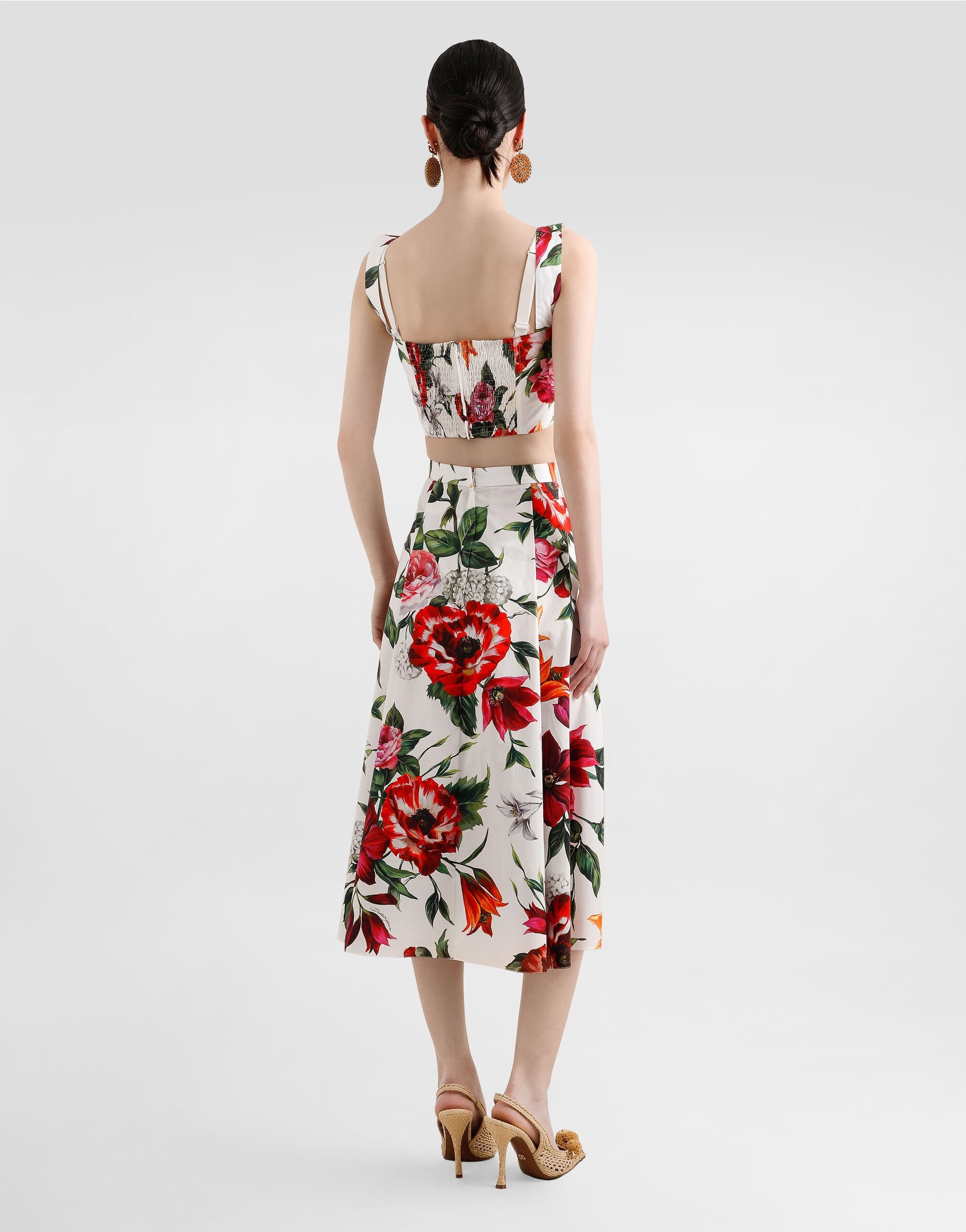 flower-print poplin top - 3