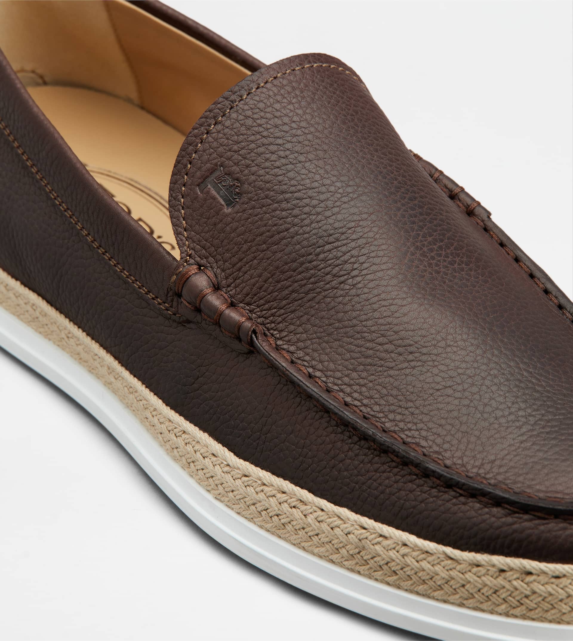 SLIPPER LOAFERS IN LEATHER - BROWN - 5