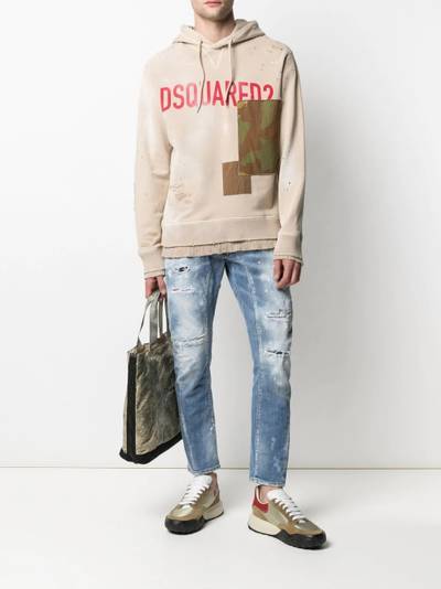 DSQUARED2 logo-print patchwork hoodie outlook