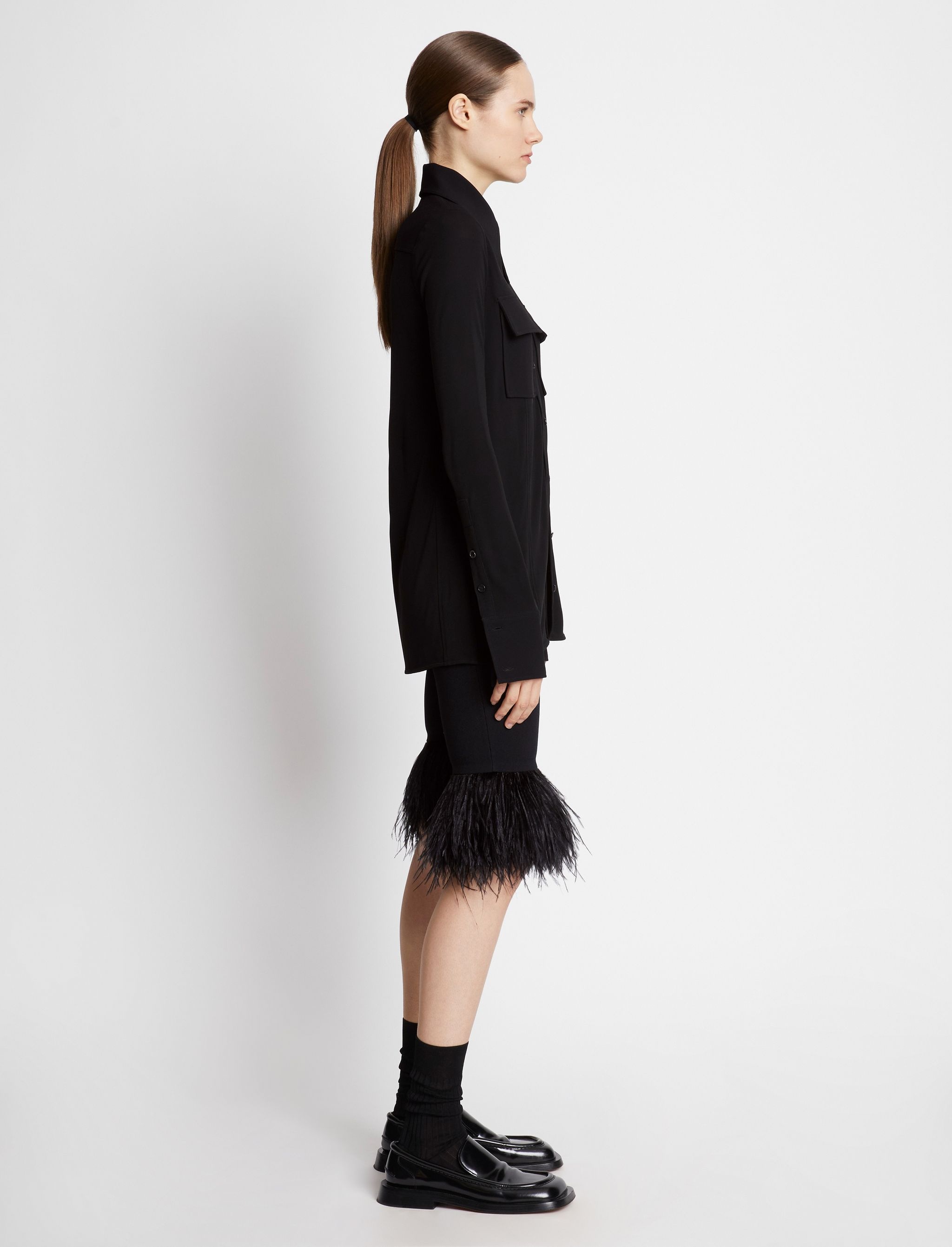 Feather Trim Knit Shorts - 3