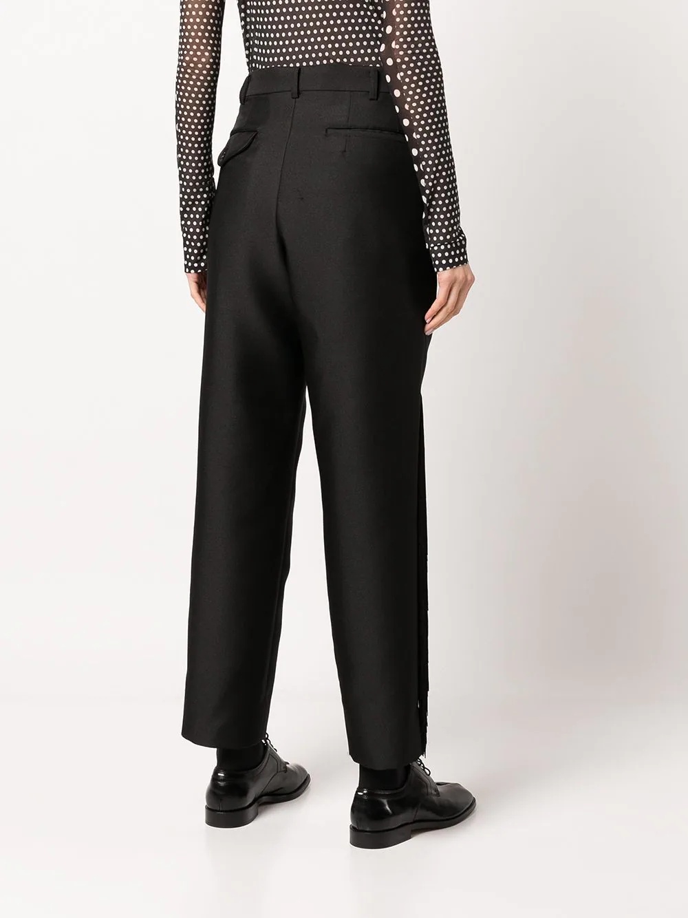 fringed straight-leg tailored trousers - 4