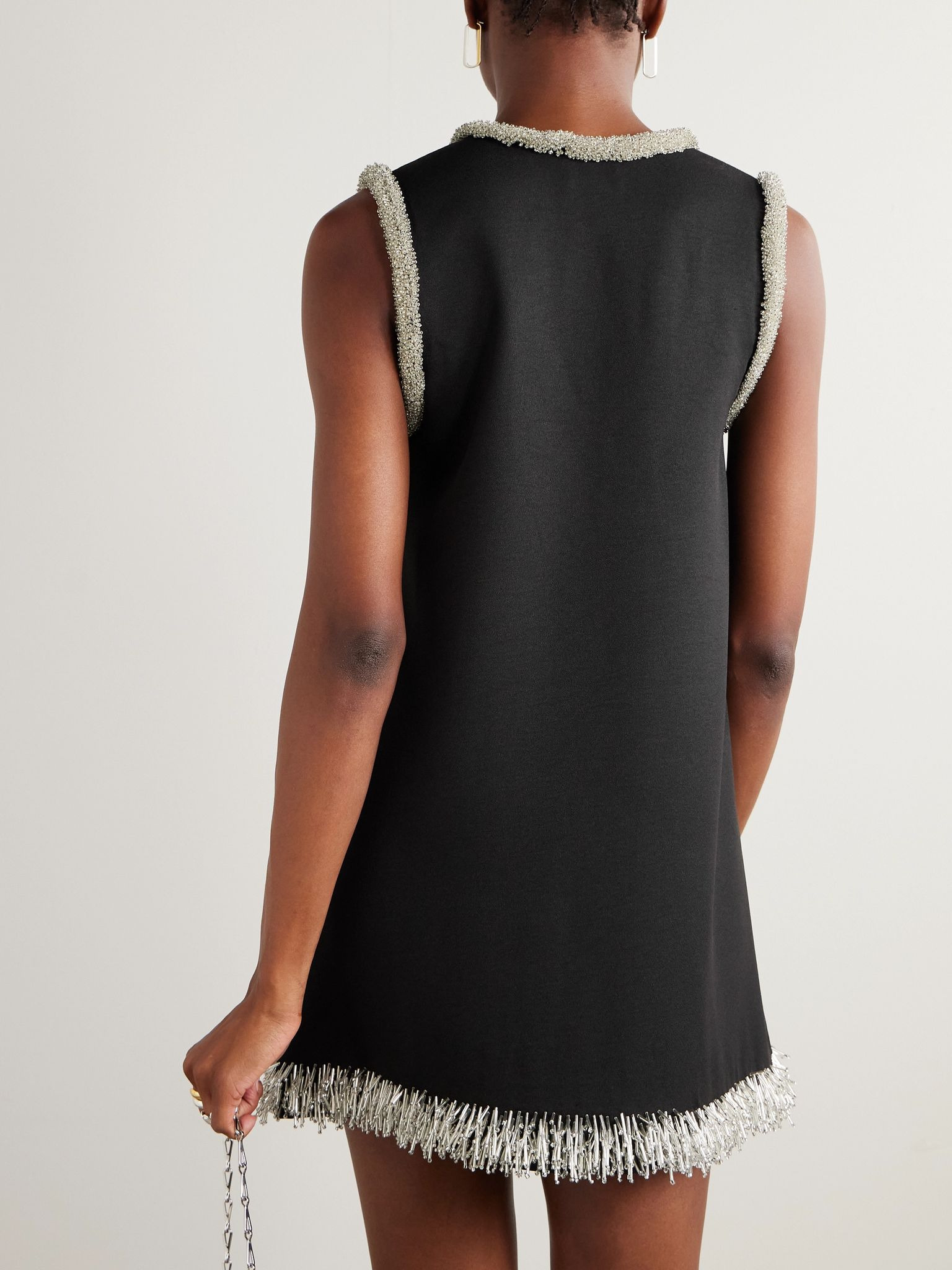 Darcy embellished crepe mini dress Black - 3