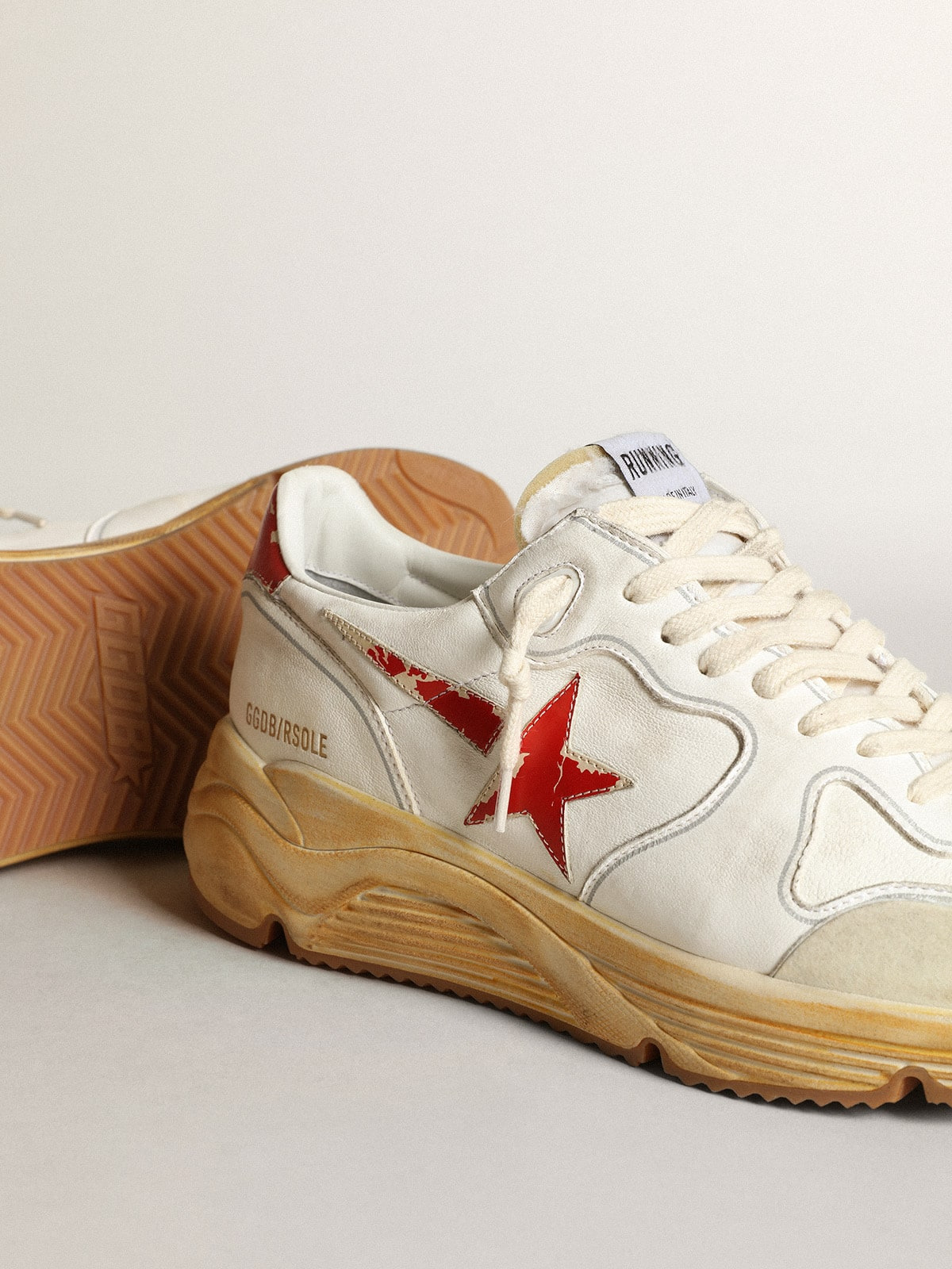 Men's Running Sole with leather star and heel tab with red print - 3