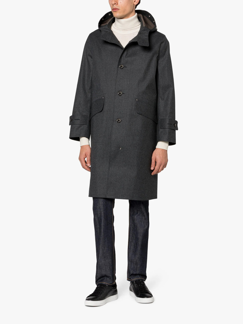 Mackintosh NEW KIRKTON CHARCOAL X TAUPE BONDED WOOL HOODED COAT outlook