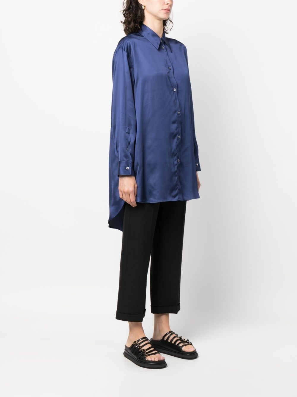 oversized cut-out satin shirt - 3