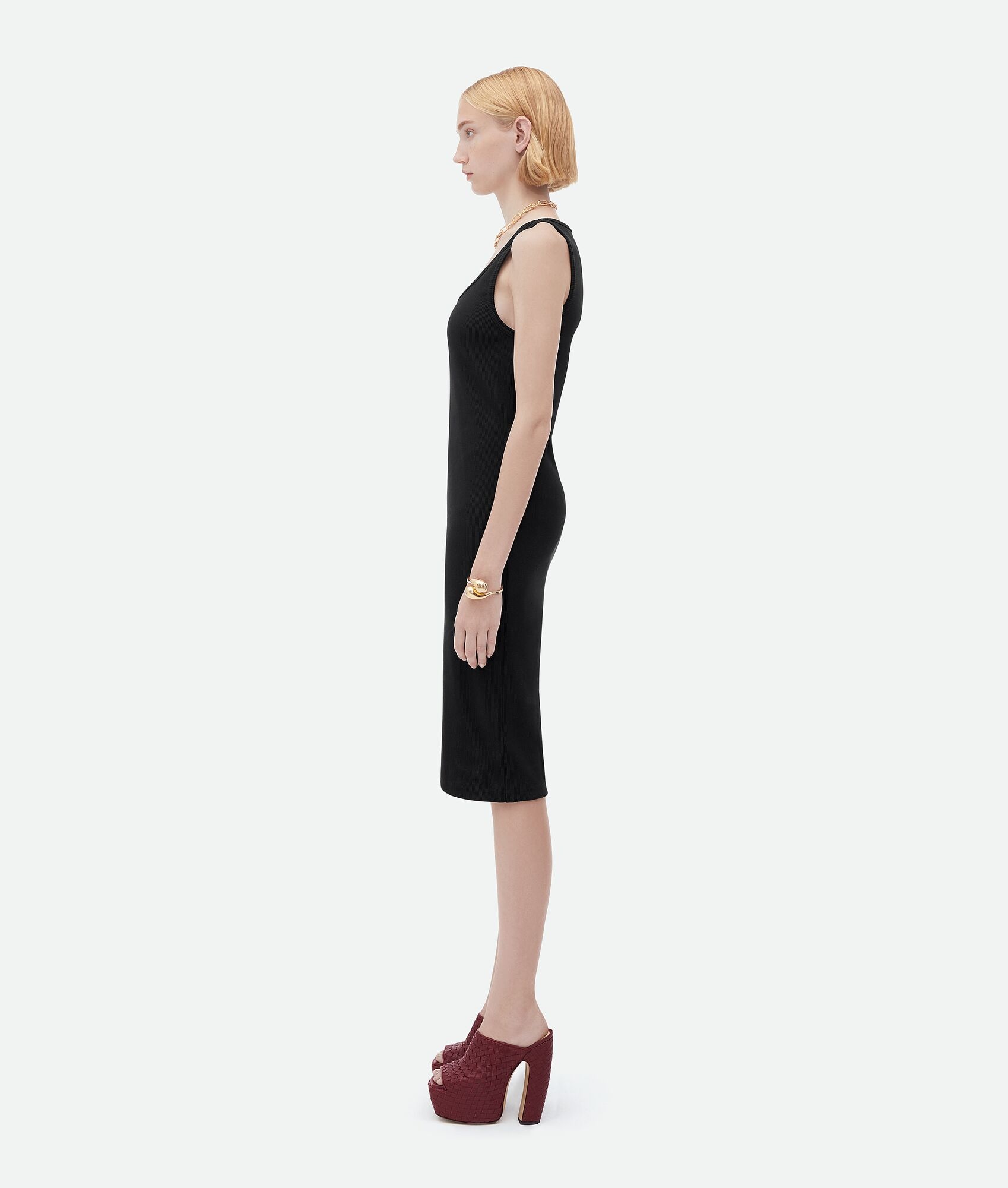 stretch rib cotton dress - 2