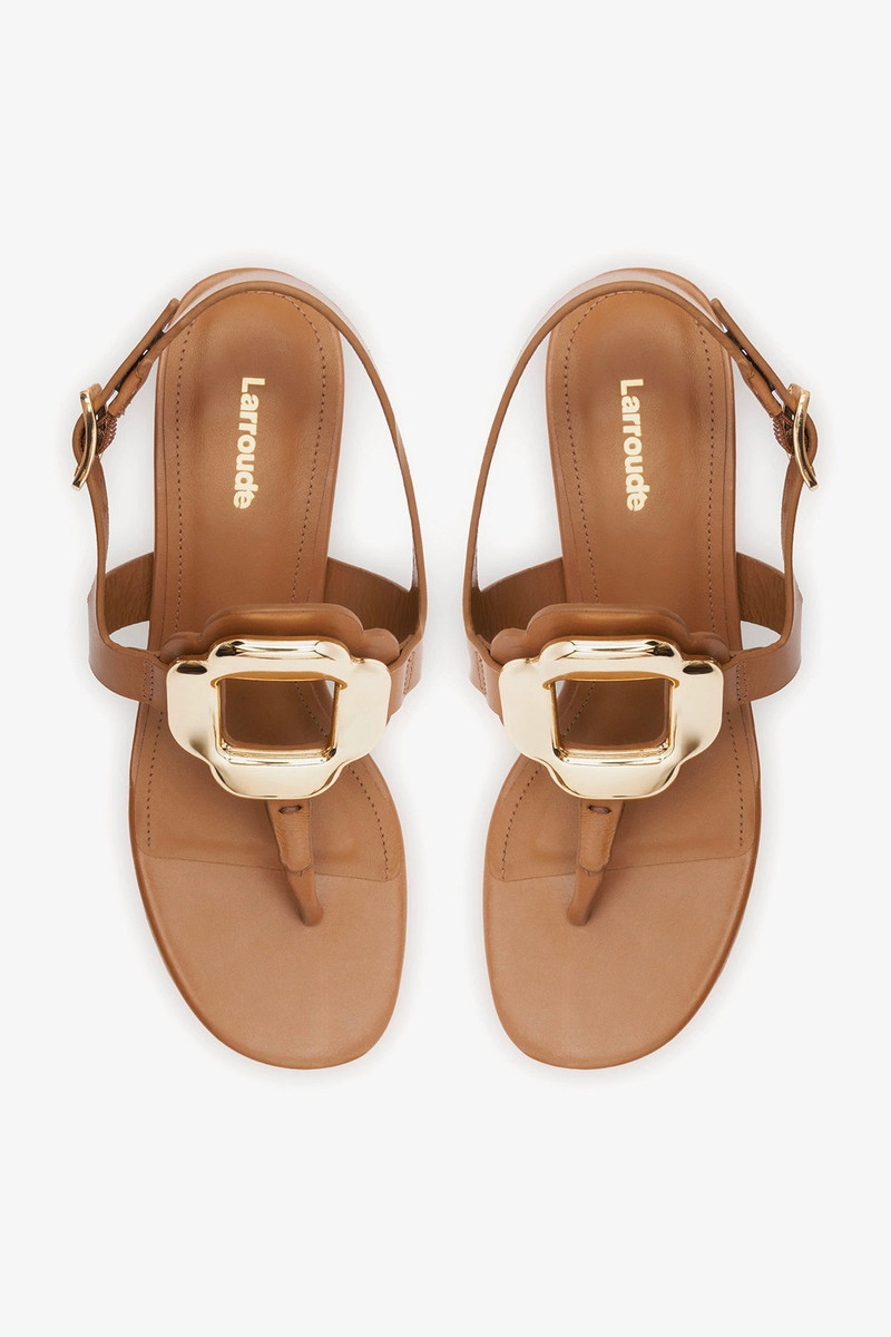 Margherita Block Thong Sandal Caramel Leather 5