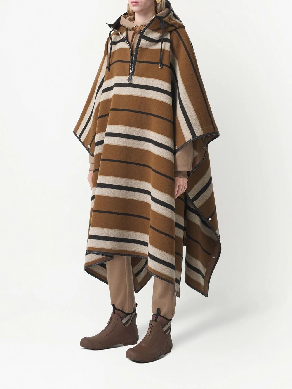 striped wool poncho - 3