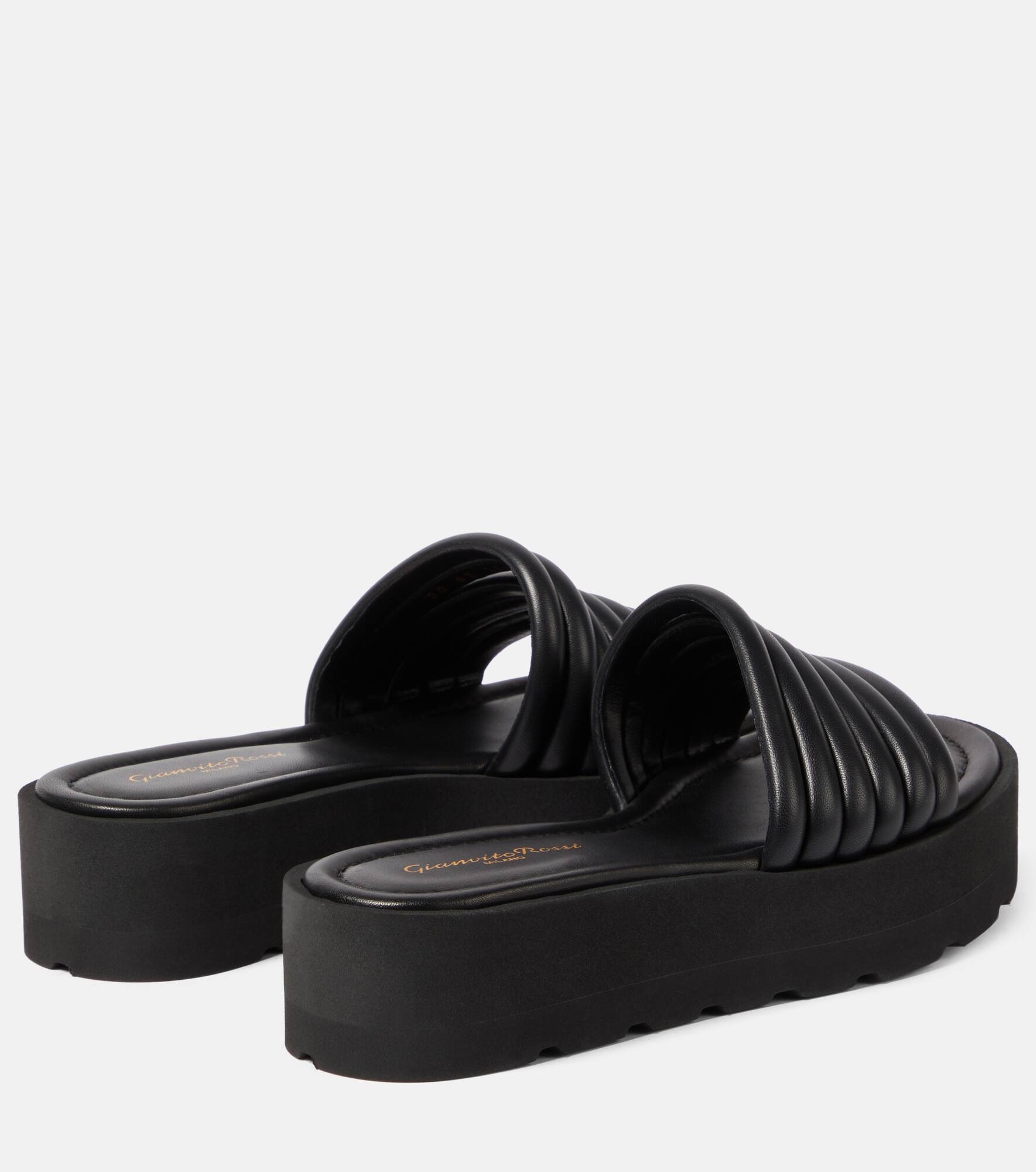 Leather platform sandals - 3