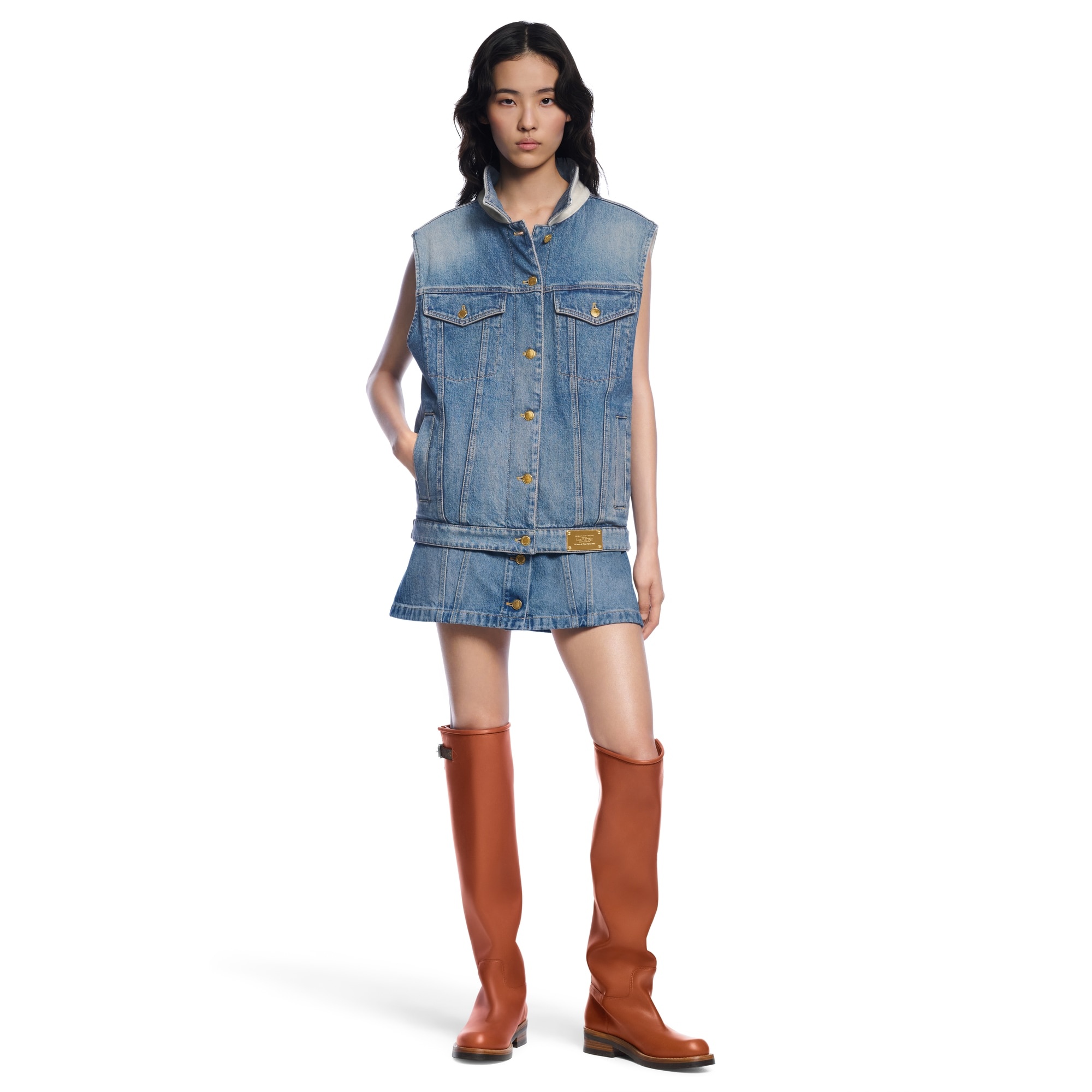 Reversible Sleeveless Denim Jacket - 8