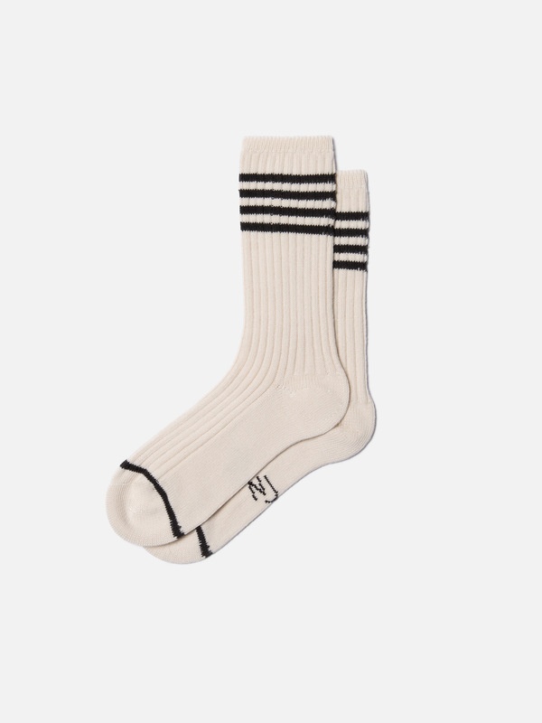 Men Tennis Socks Stripe Offwhite/Black - 1