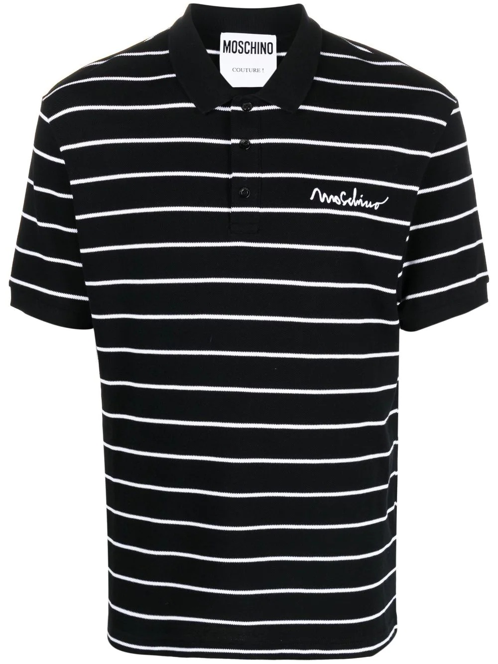 striped short-sleeved polo shirt - 1