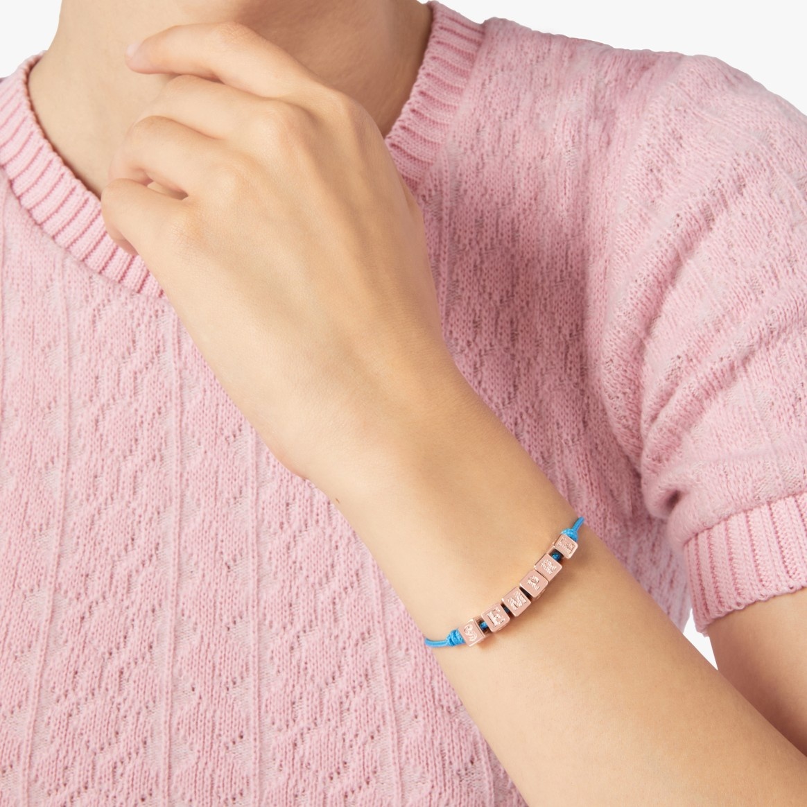 Gold Plated Silver Cube & Cord Bracelet - 3