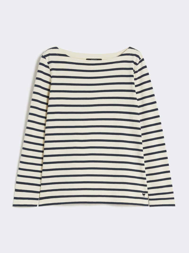 ERASMO Striped cotton T-shirt - IVORY 1