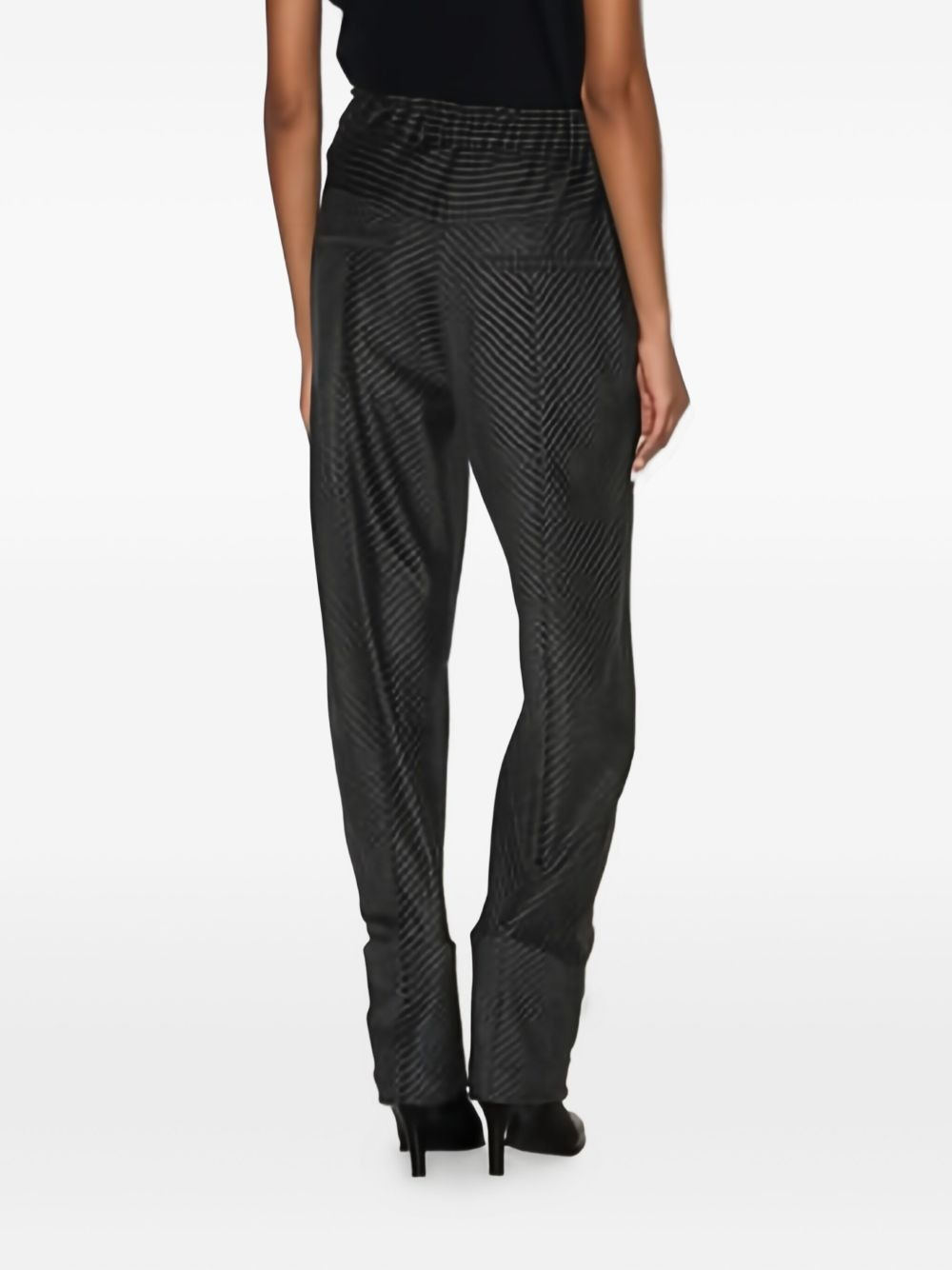herringbone-pattern elastic-waist trousers - 3