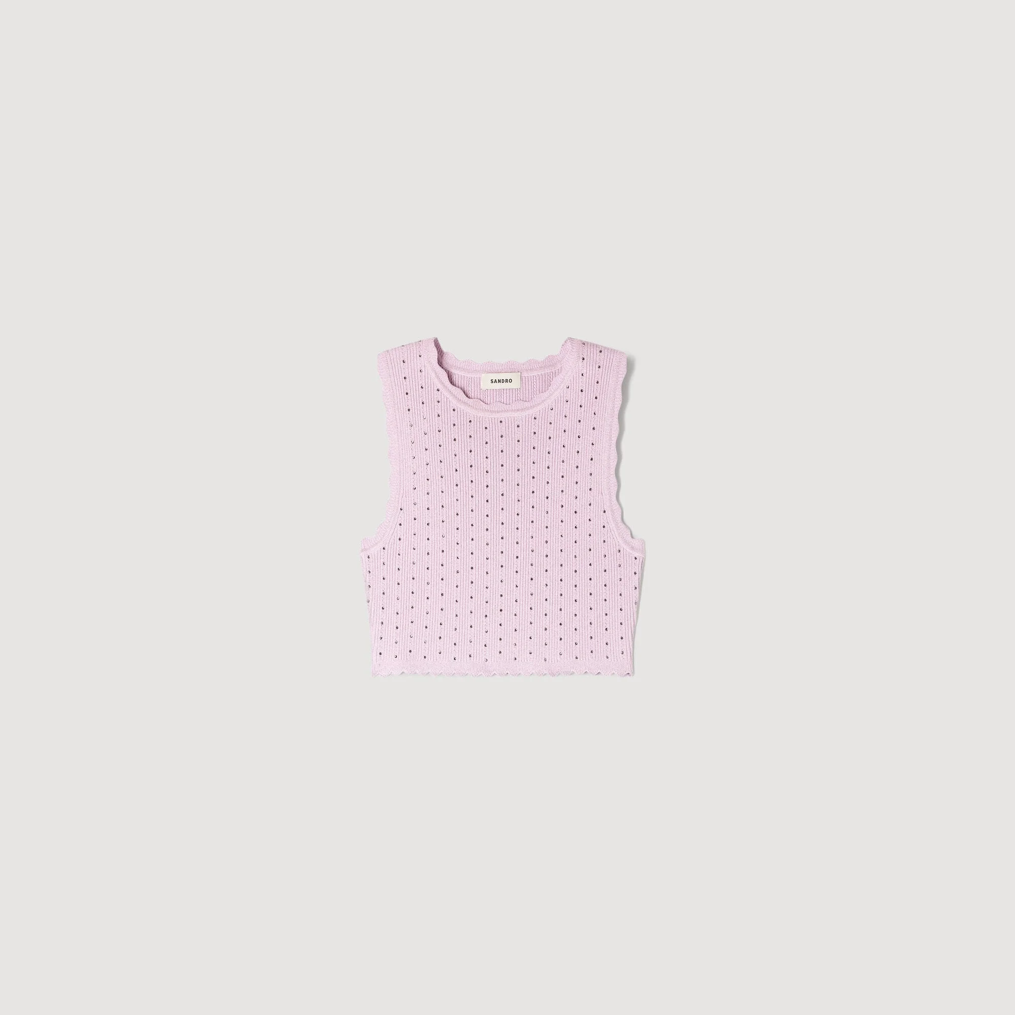 RHINESTONE KNIT CROP TOP - 1