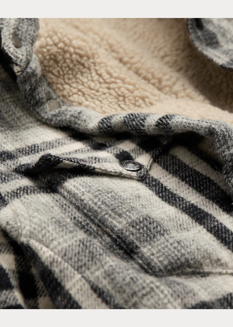 Fleece-Lined Plaid Twill Overshirt 4