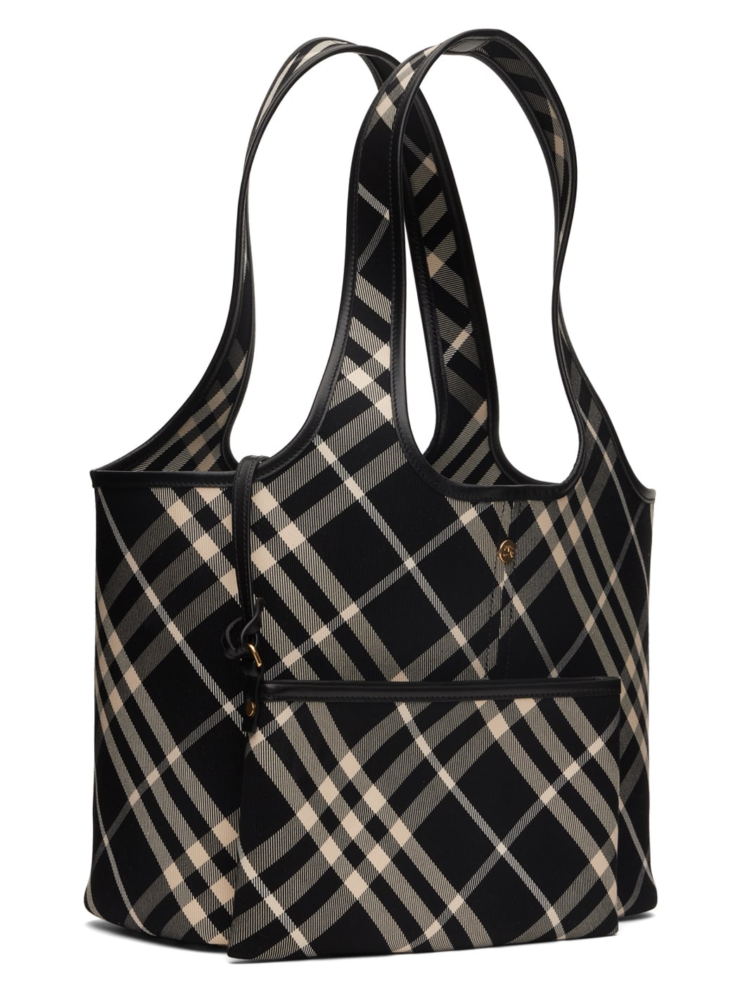 Black & Off-White Small Check Tote - 2
