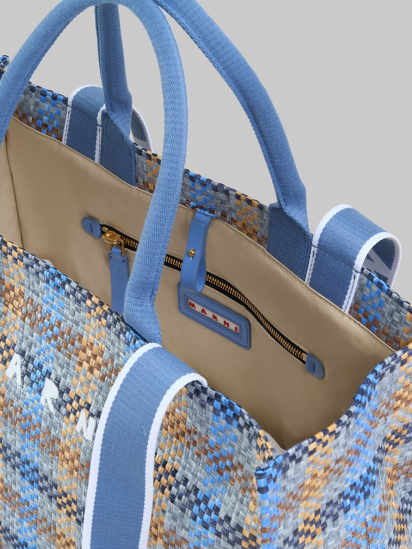 BLUE CHECKED SMALL BASKET BAG - 4