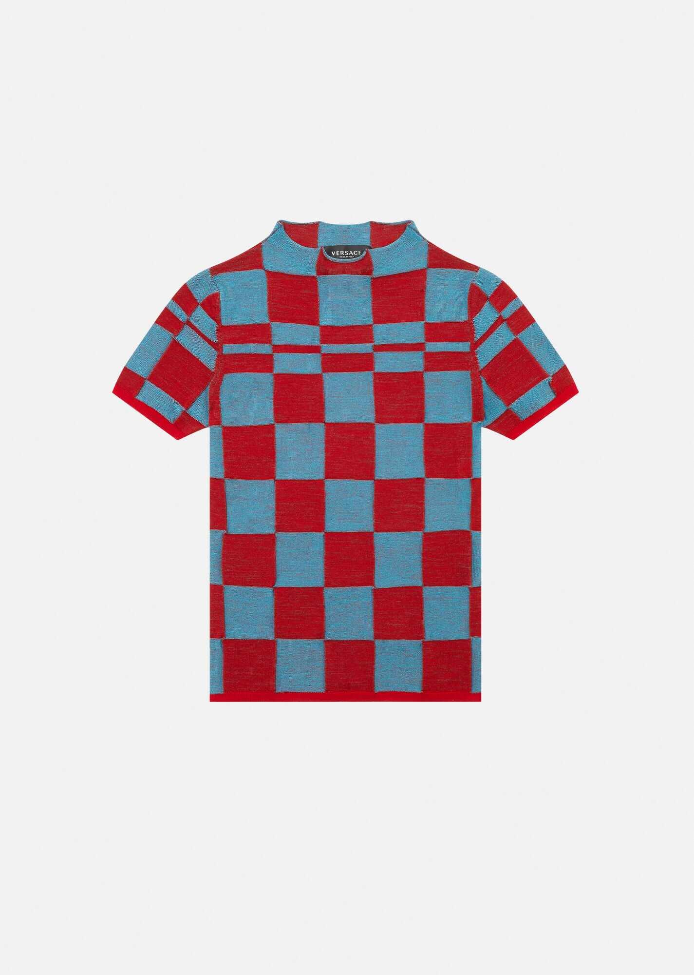 Checkered Wool & Silk Blend Sweater - 1