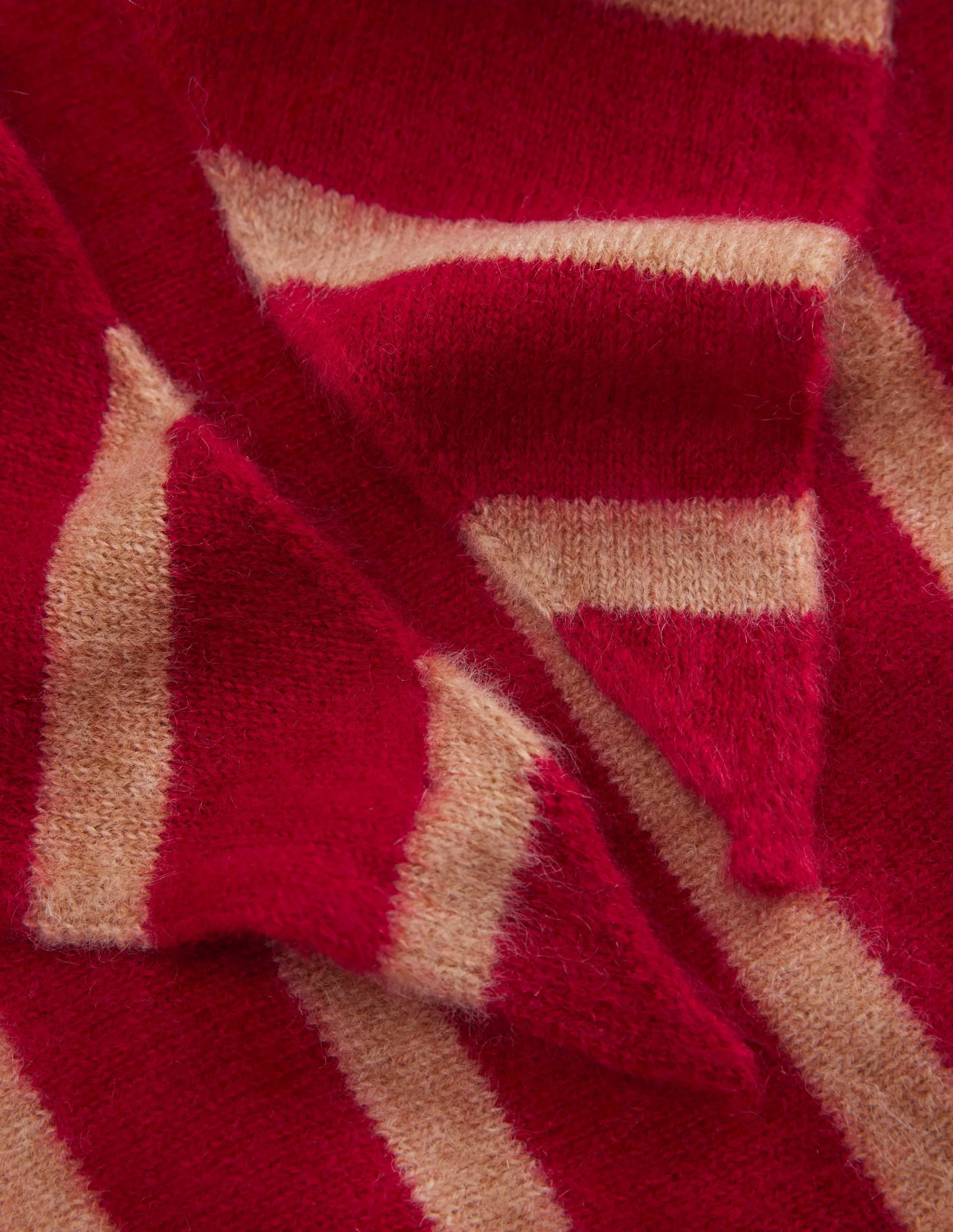 Cashmere Neckerchief-Poppy Red/ Camel Stripe - 1