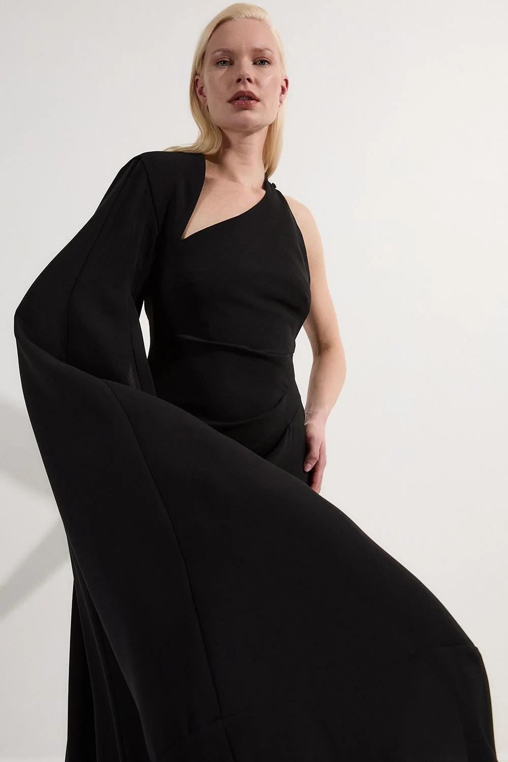 Soft Tailored Cape Sleeve Maxi Dress - 1