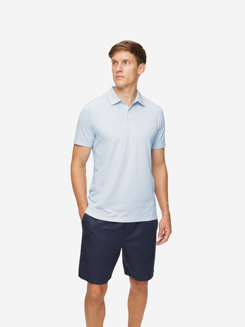 Men's Polo Shirt Ramsay 2 Pique Cotton Tencel Sky - 2