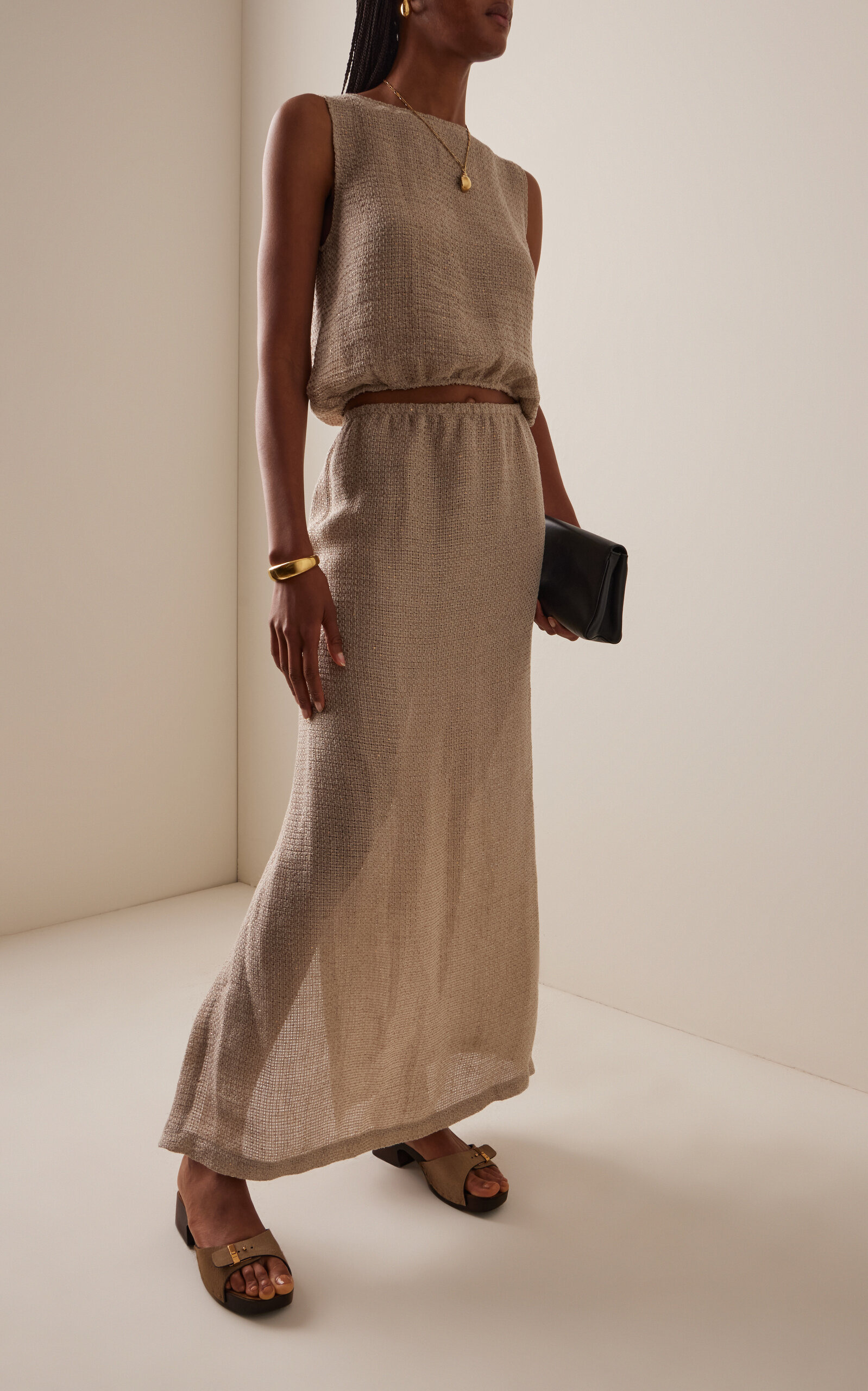 Stella Sequined Linen-Blend Maxi Skirt neutral - 2
