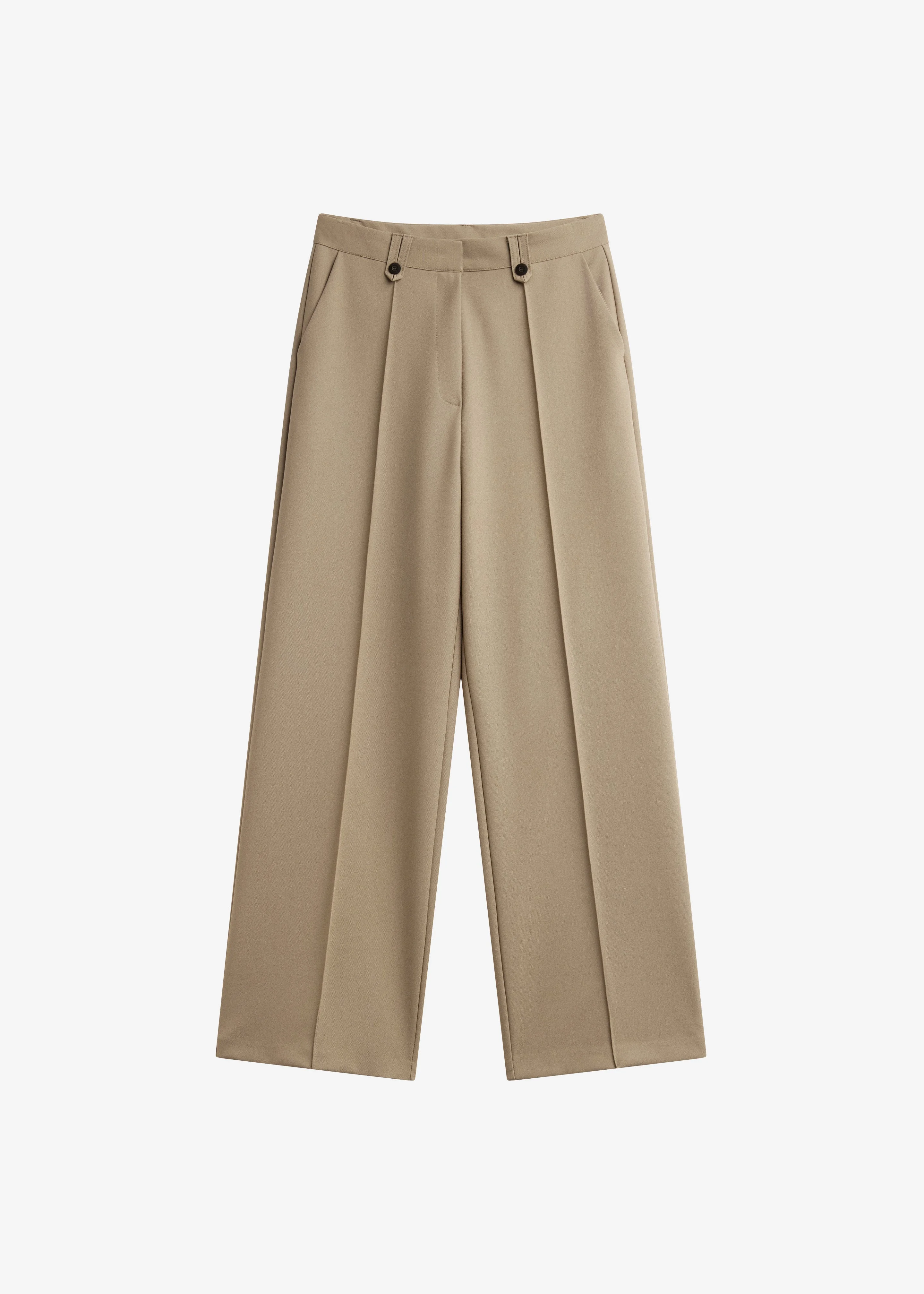 Belliva Front Seam Straight Trousers - Camel - 1