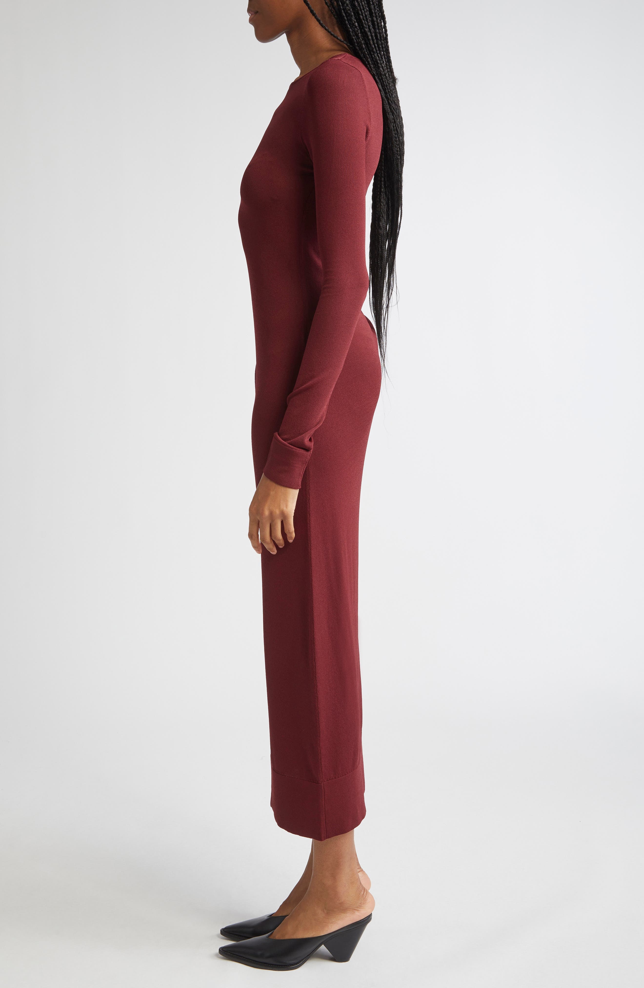 Altuzarra Robb Long Sleeve Knit Body-Con Dress in Grenache at Nordstrom - 3