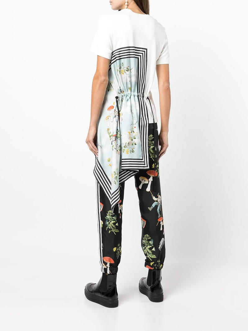 asymmetric graphic-print hybrid T-shirt 4