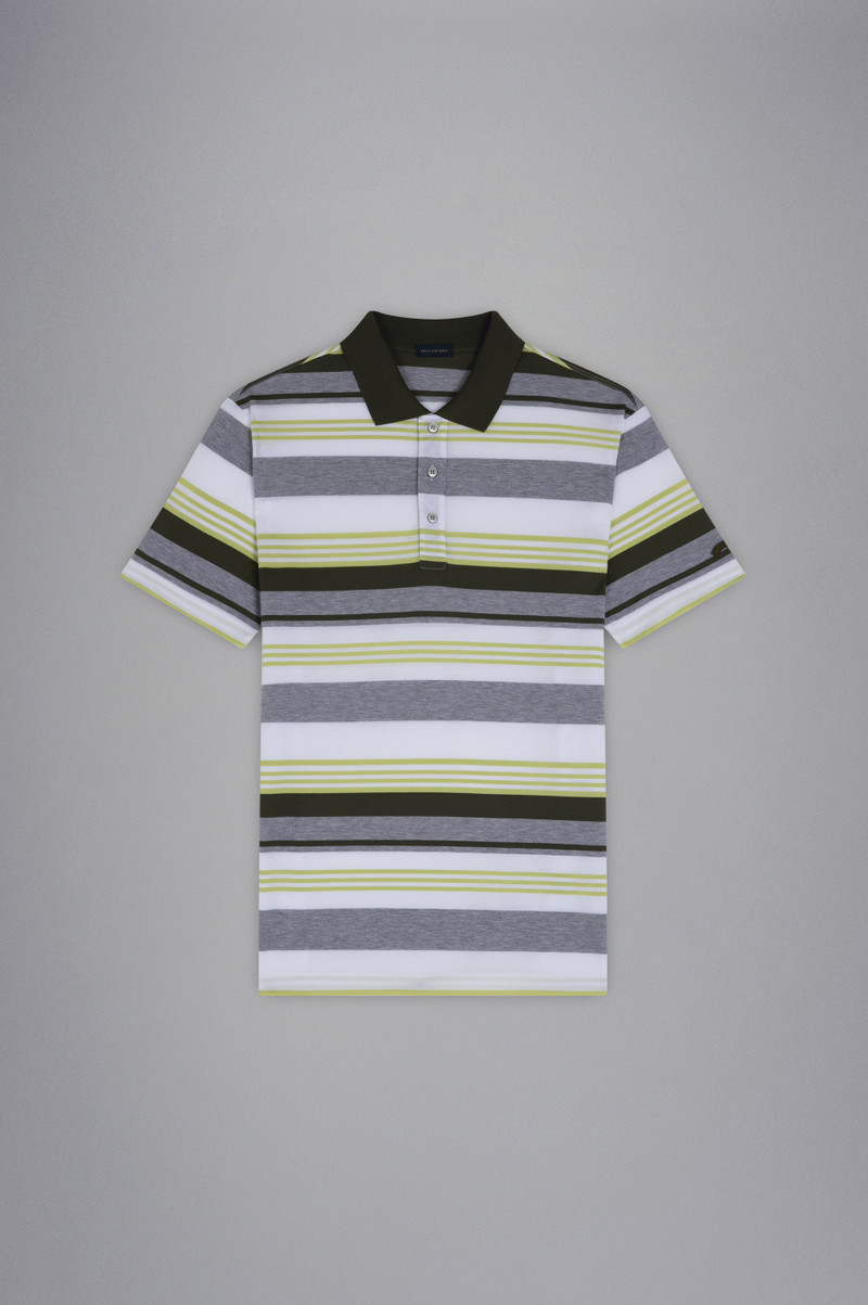 COTTON PIQUÉ POLO SHIRT WITH STRIPED PATTERN - 1