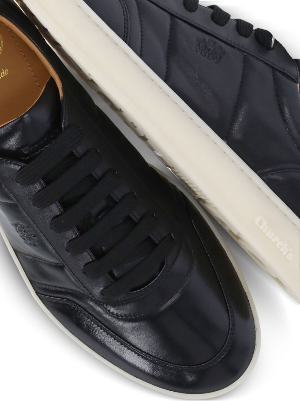 logo-detail leather sneakers - 3