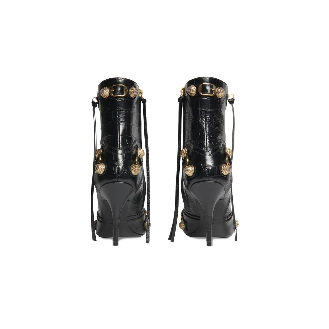Women's Cagole 90mm Bootie Crocodile Embossed in Black - 5