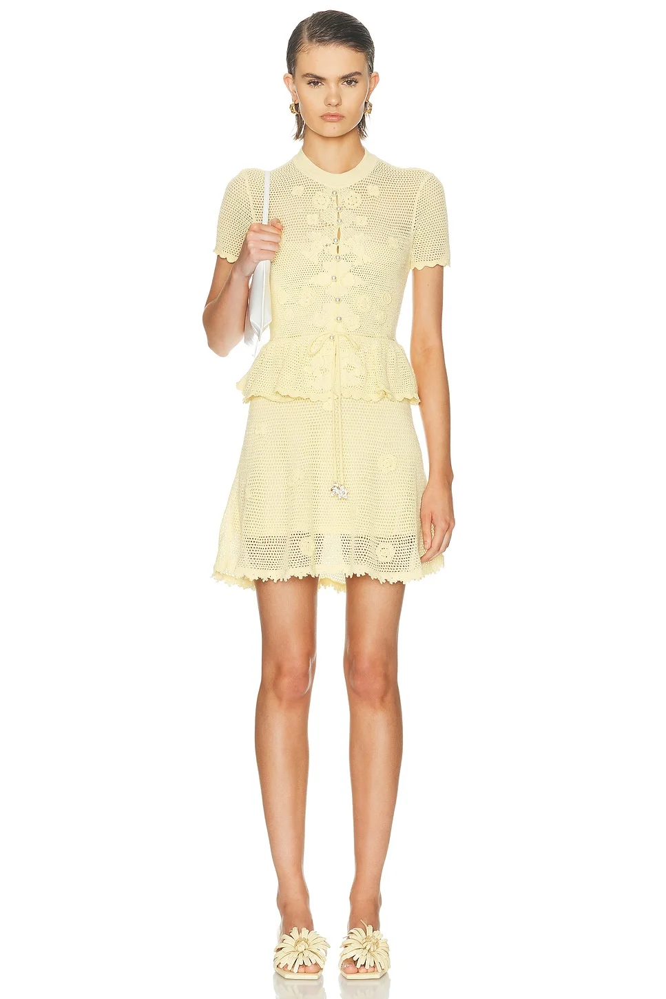 Floral Crochet Mini Dress - 1