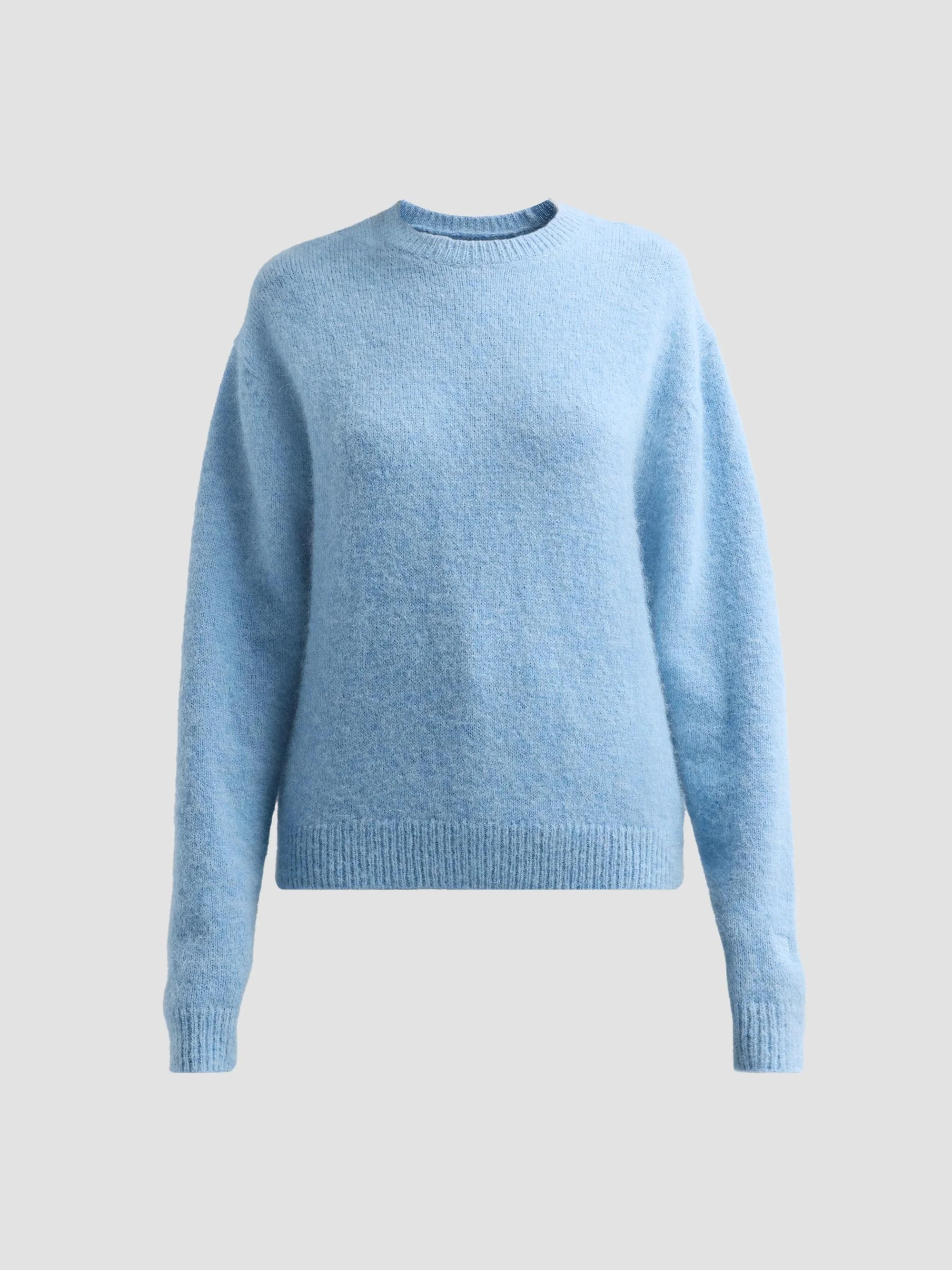 Women's Classic Alpaca Crewneck Sweater - Pale Blue - 1