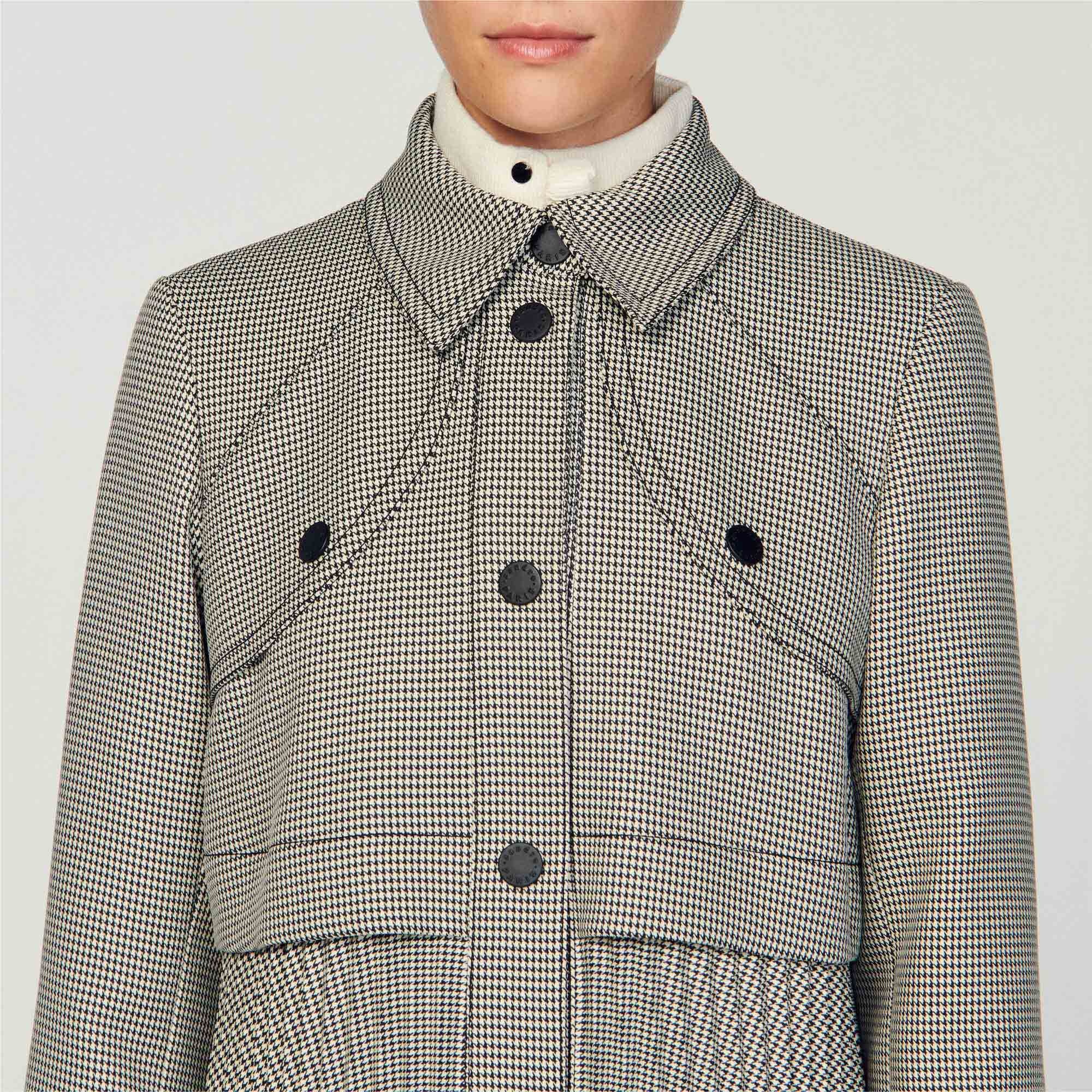 HOUNDSTOOTH TRENCH COAT - 4