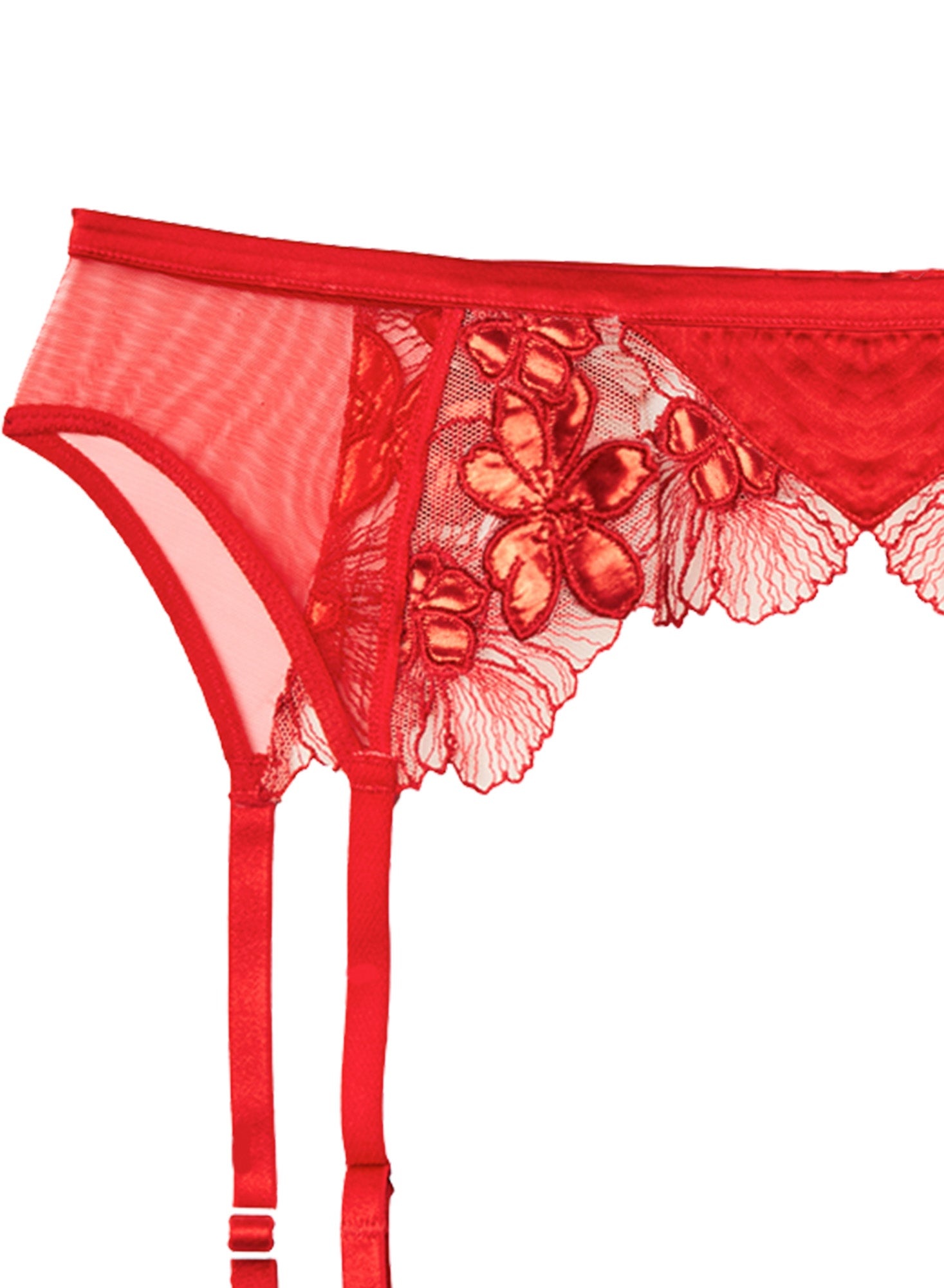 Violet Embroidered Garter Belt - 5