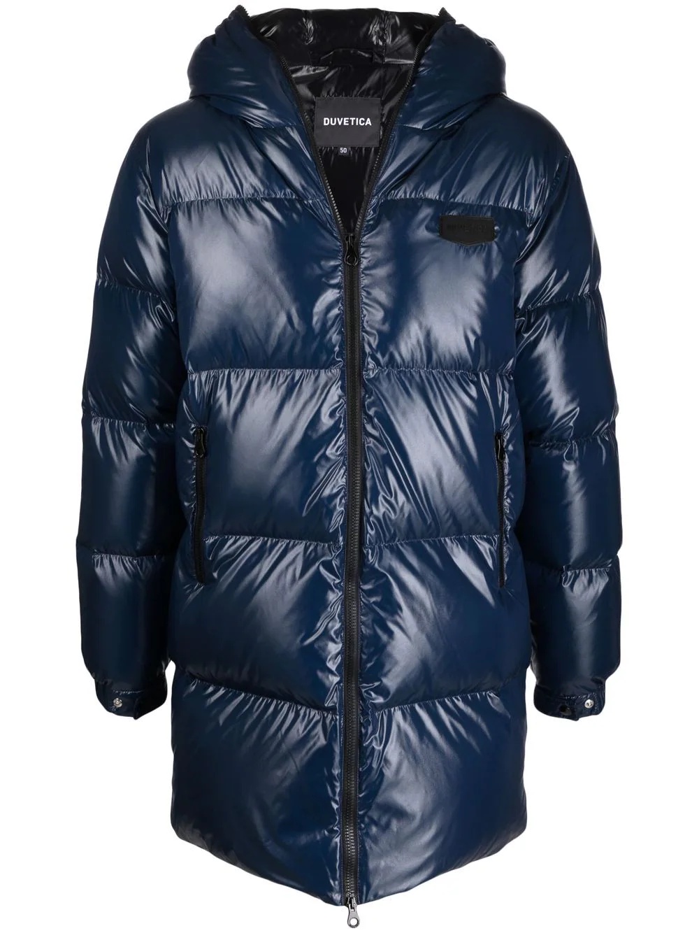 logo-patch feather-down padded coat - 1