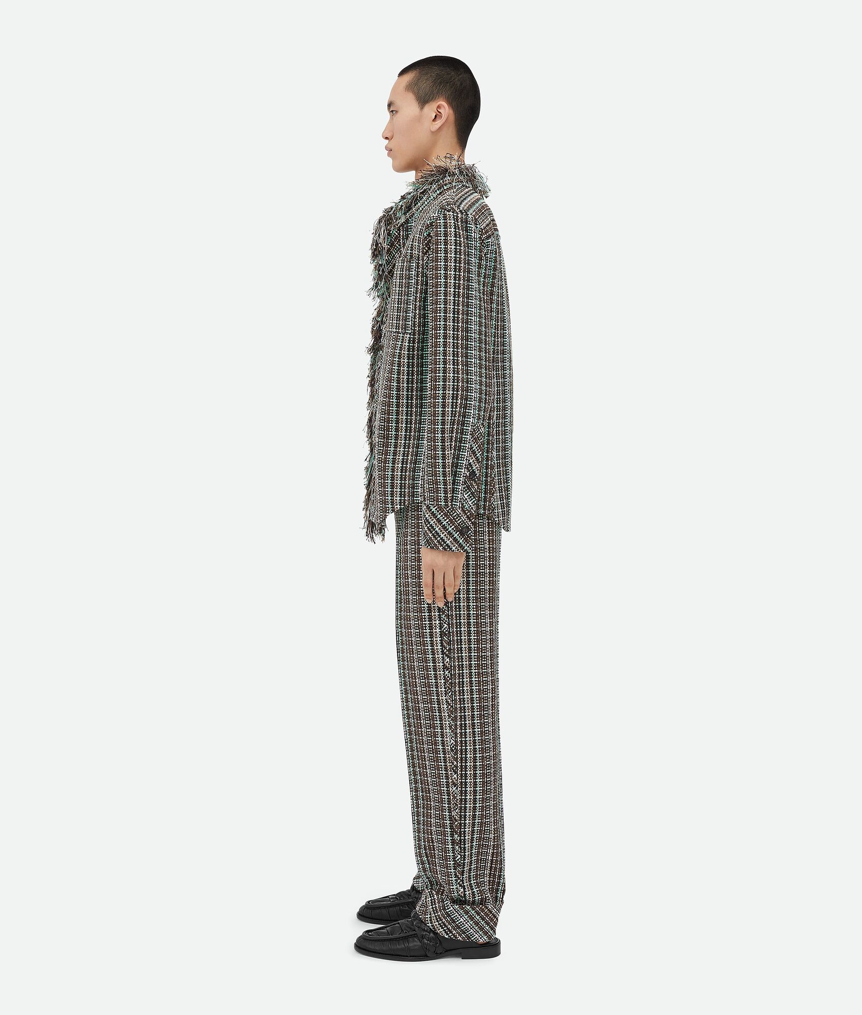 Cotton Check Jacket With Fringes - 2