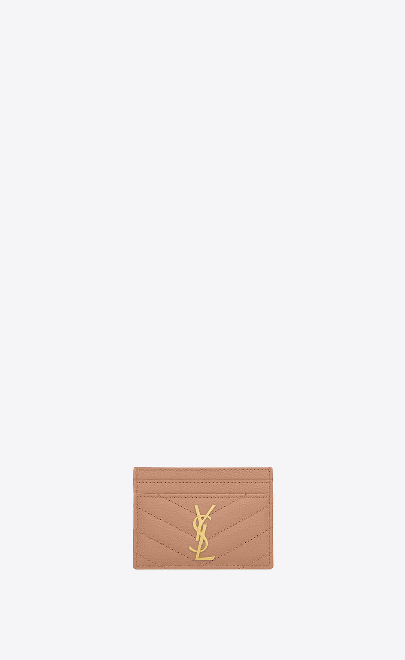 cassandre saint laurent matelassé card case in grain de poudre embossed leather - 1