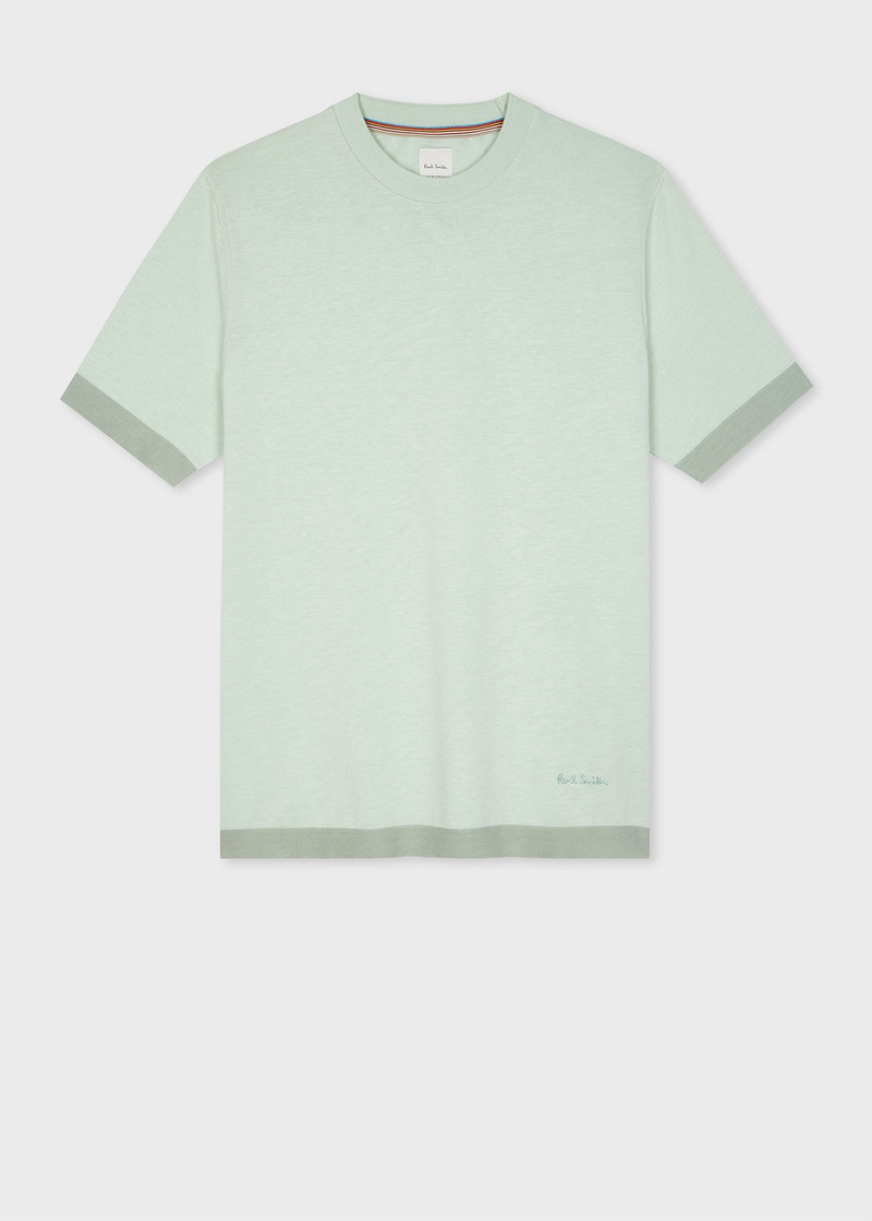 Pale Green Lyocell-Cotton Knitted T-Shirt 1