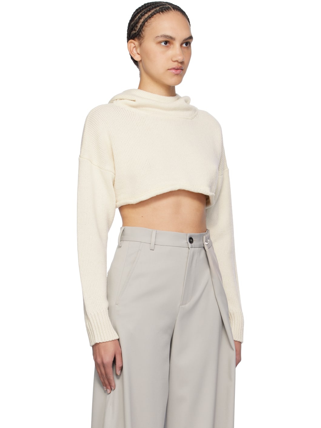 Off-White Cropped Hoodie - 2