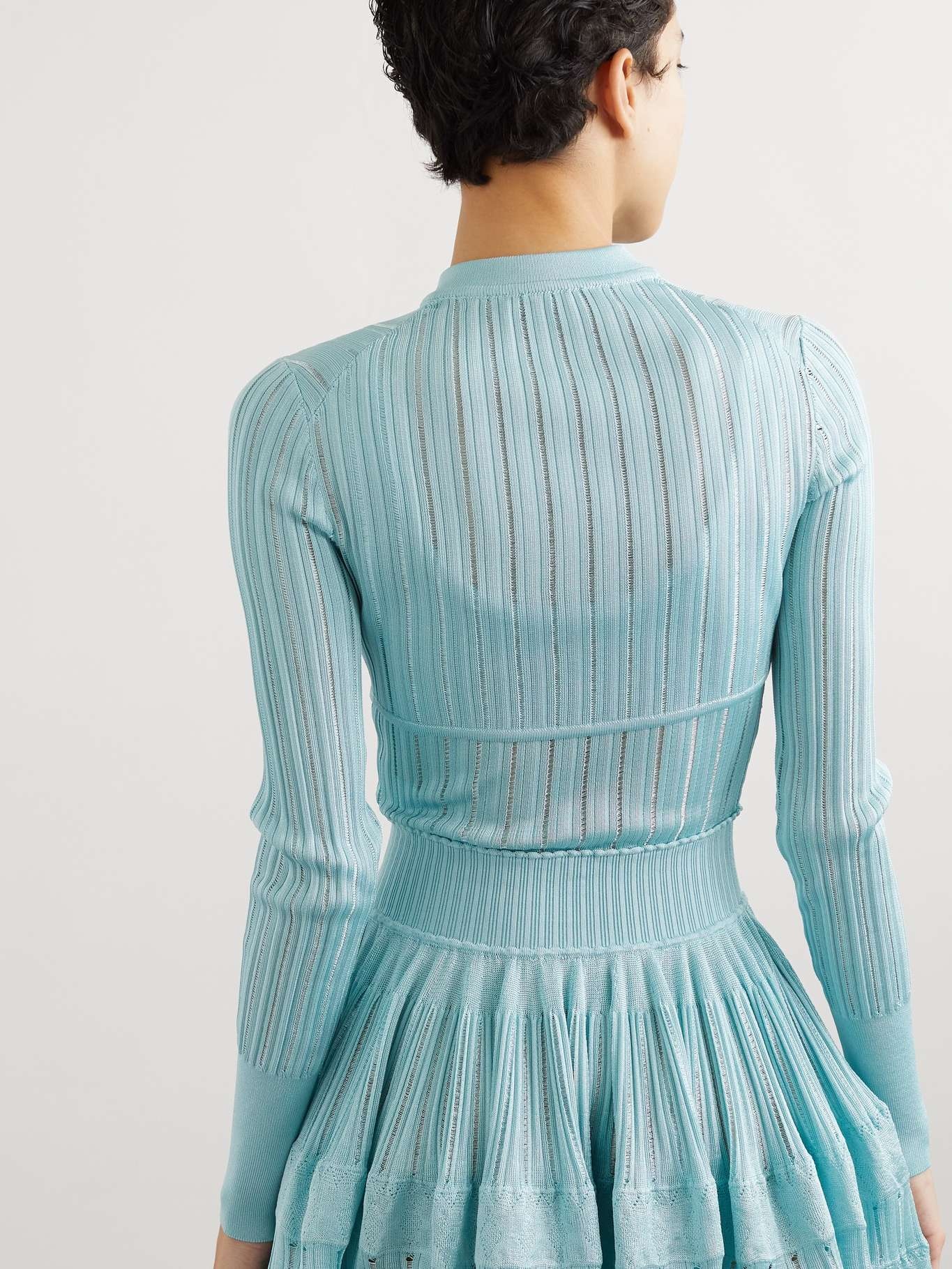 Cropped ribbed-knit cardigan - 3